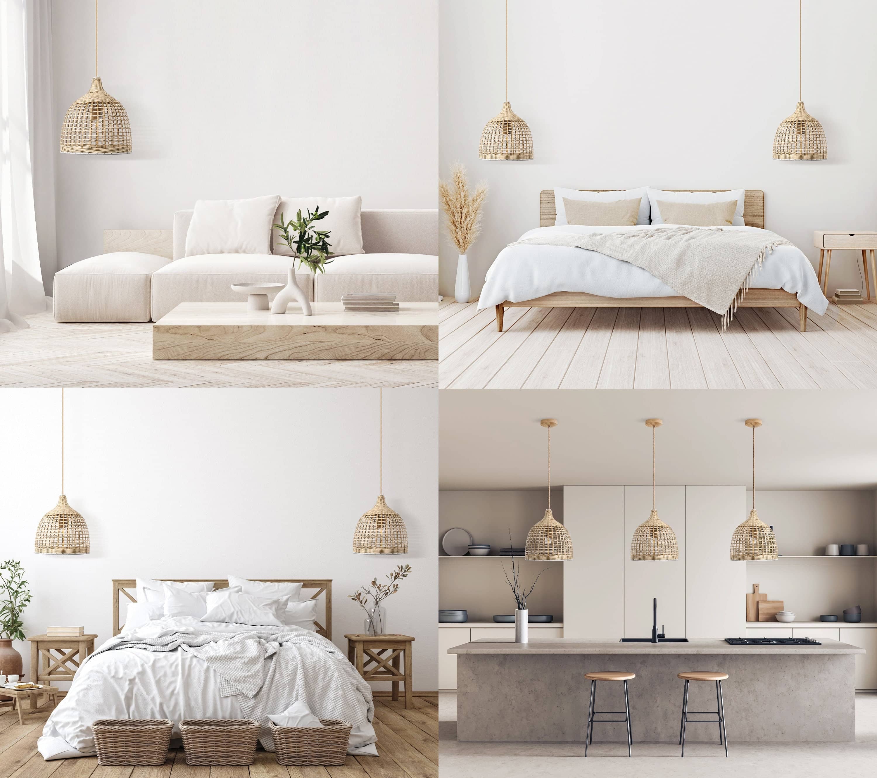 Abandon Lace Rattan Light Pendant - Bamboo Pendant Light, Boho Lamp, Rattan Furniture, Patio Pendant Light, Farmhouse, Bohemian Lampshade