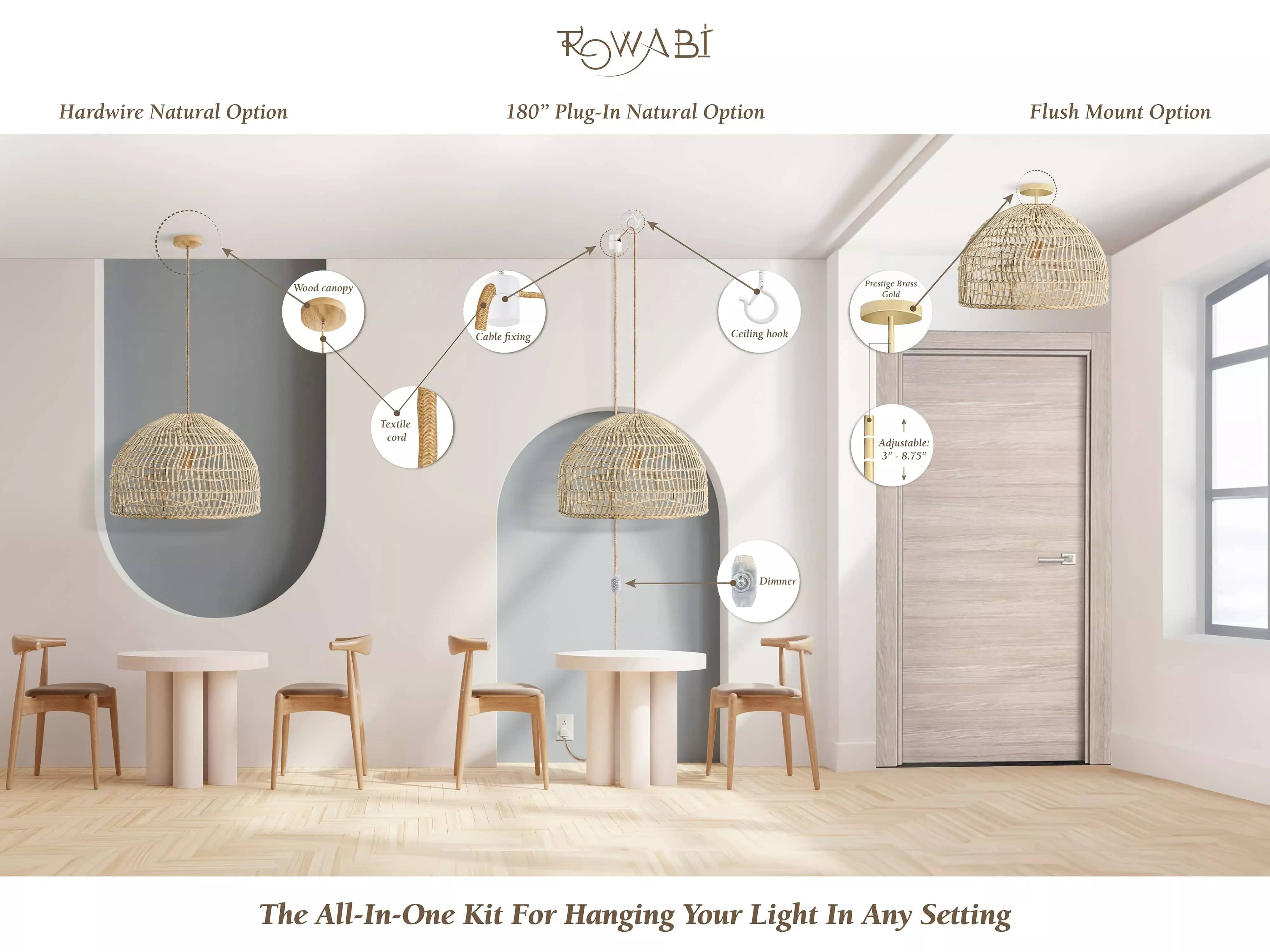 Jace Rattan Pendant Light - Rowabi