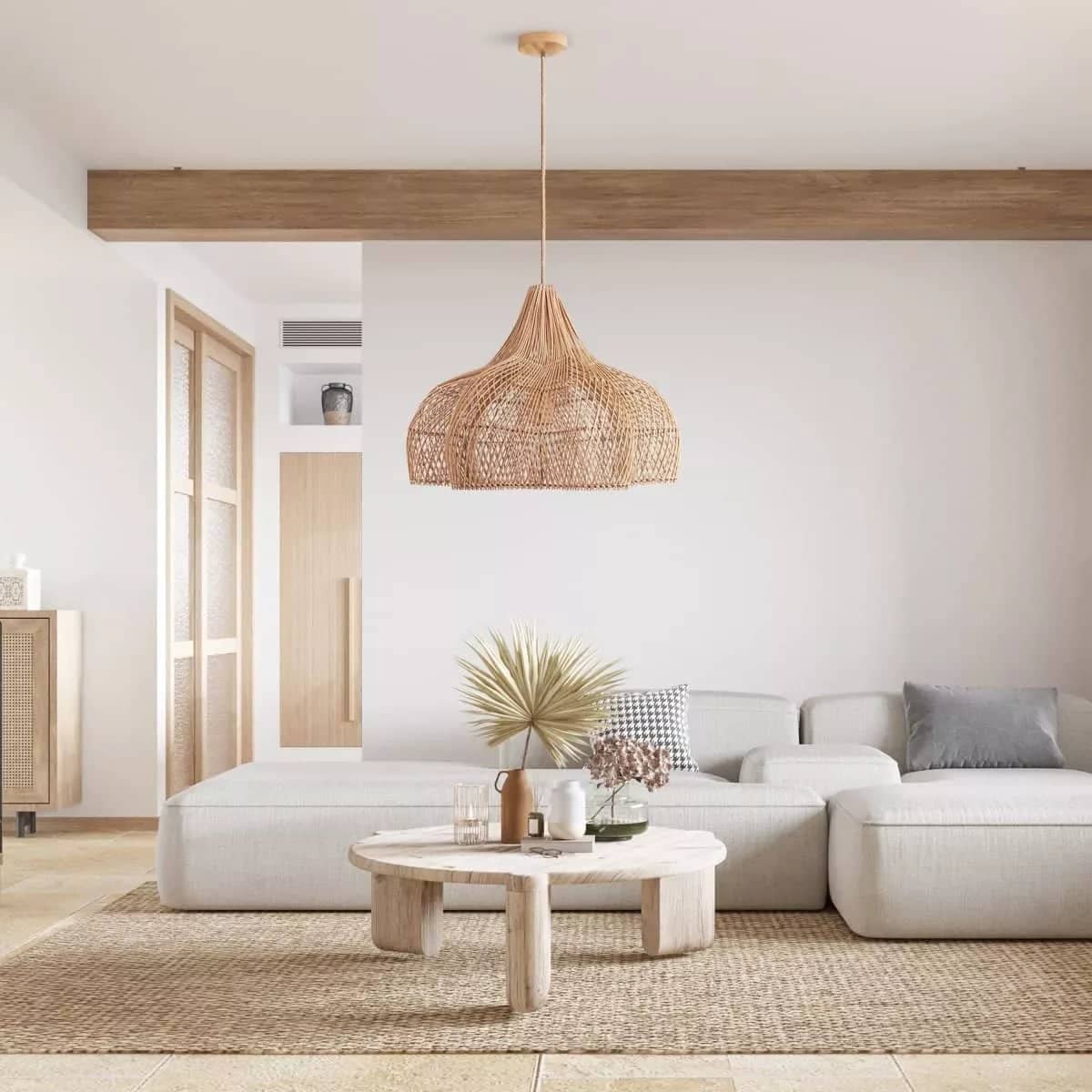 RuffleWisp Rattan Pendant Light - Rowabi