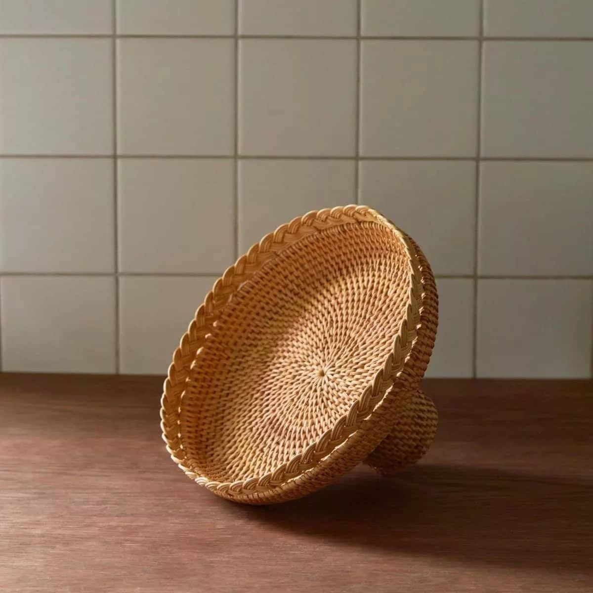 Zahara Round Rattan Tray - Rowabi