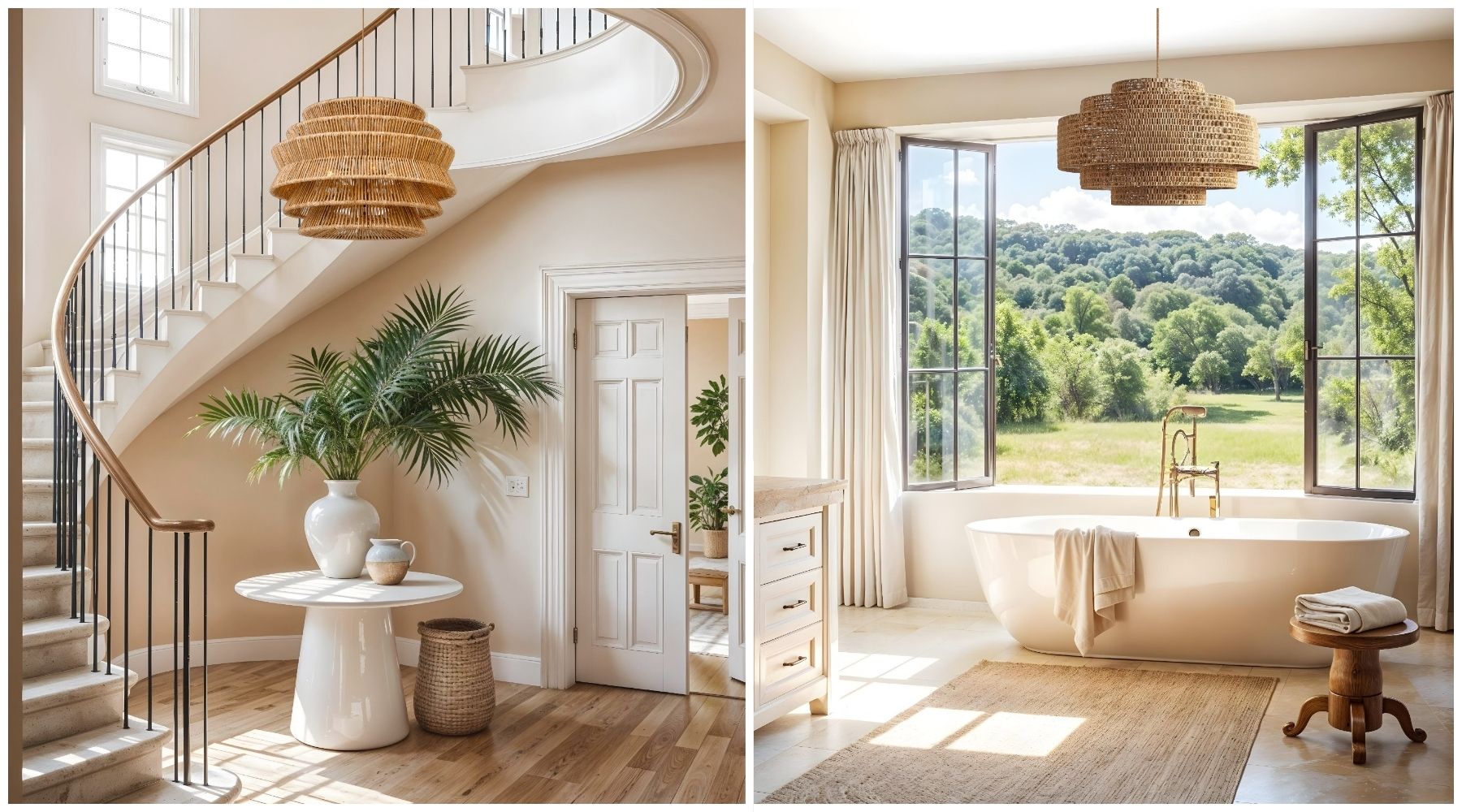 rattan drum chandelier