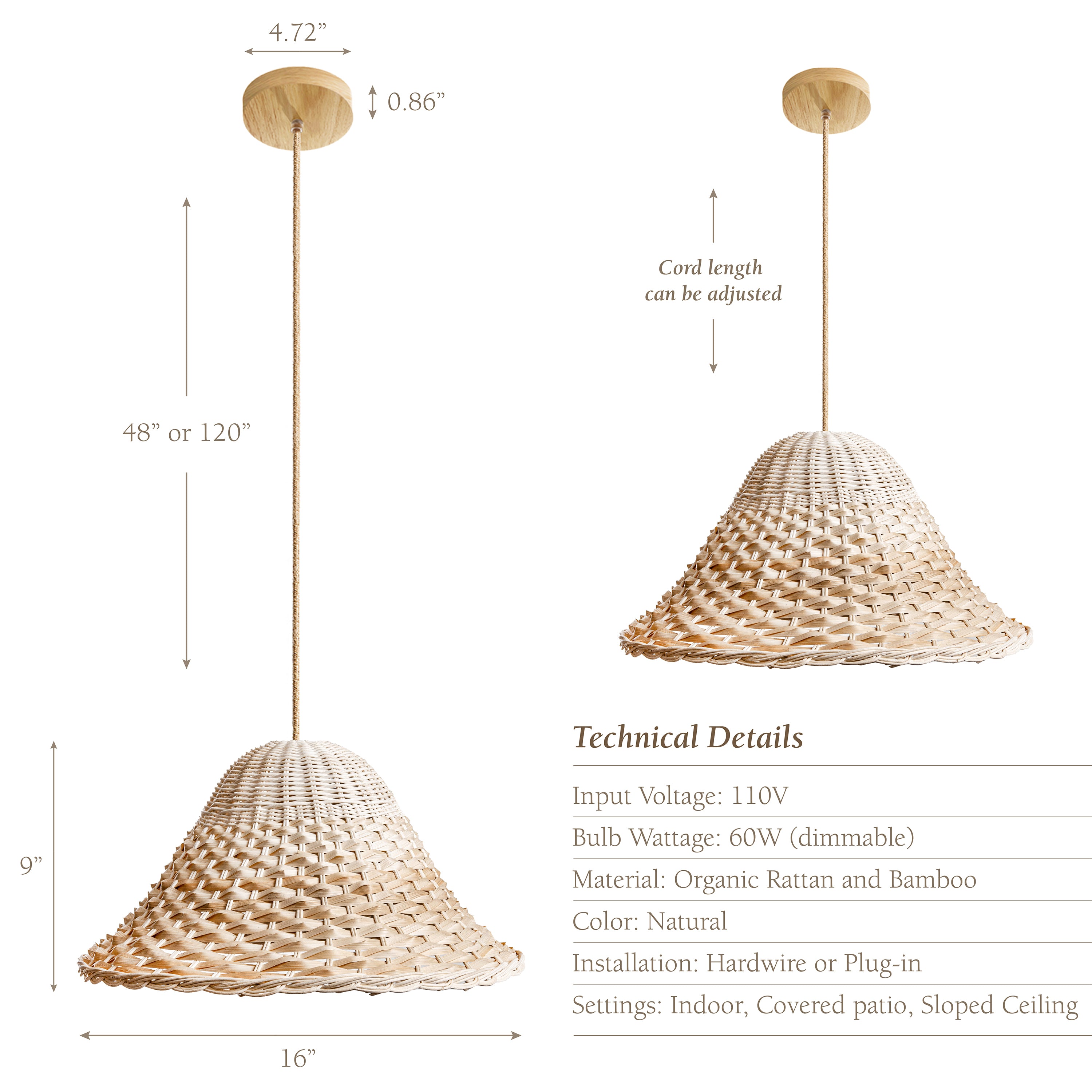 Farrow Rattan Pendant Light