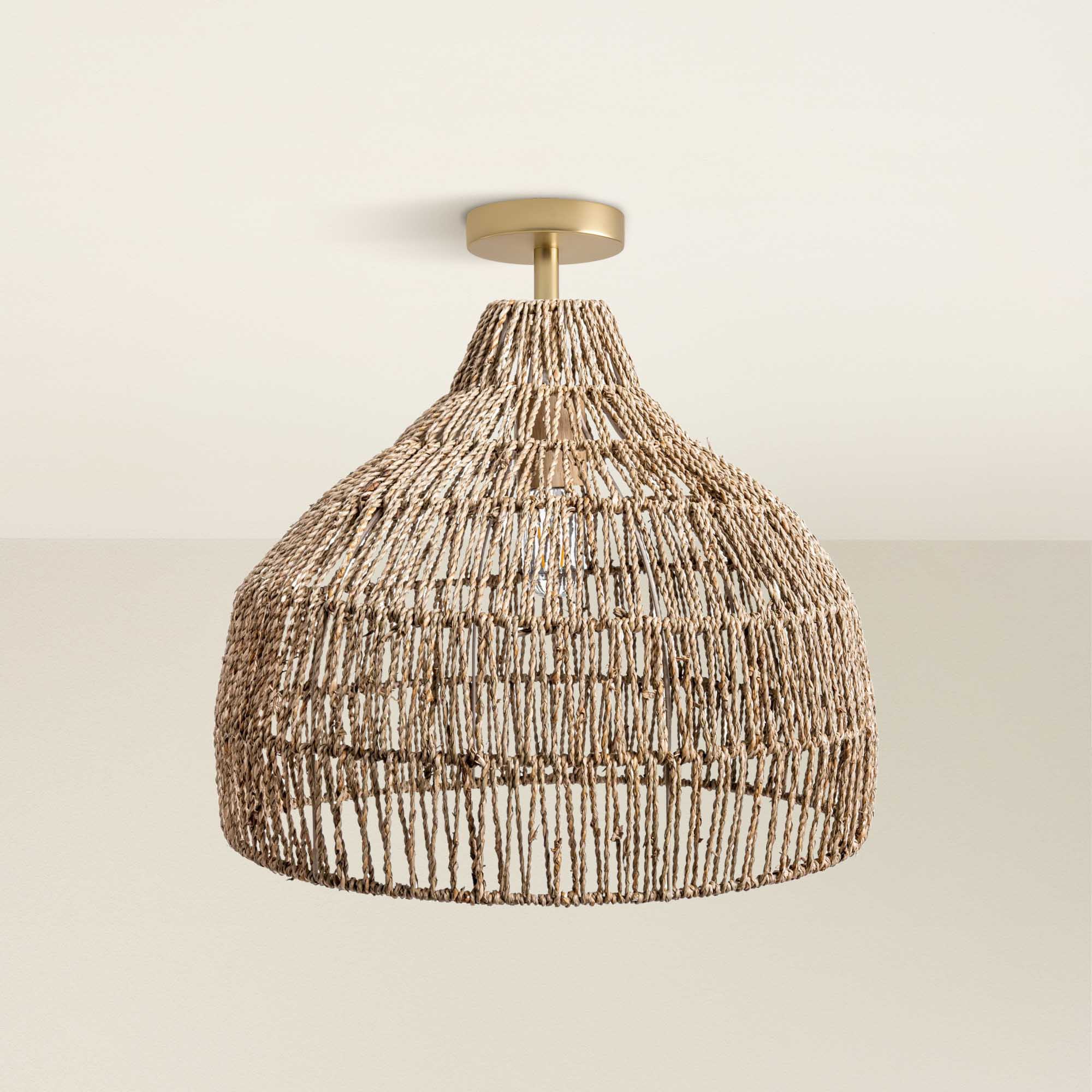 Dreamy Palm Fibers Flush Mount Light