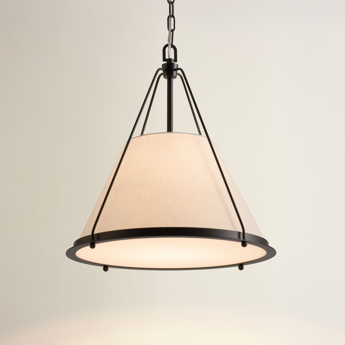 Scintilla pendant light in a warm neutral dining room