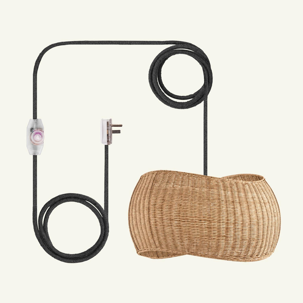 angelo rattan pendant light plug in black