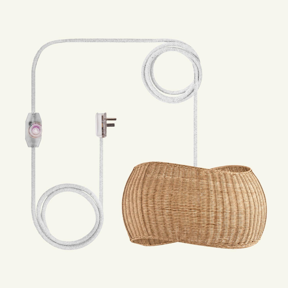 angelo rattan pendant light plug in white