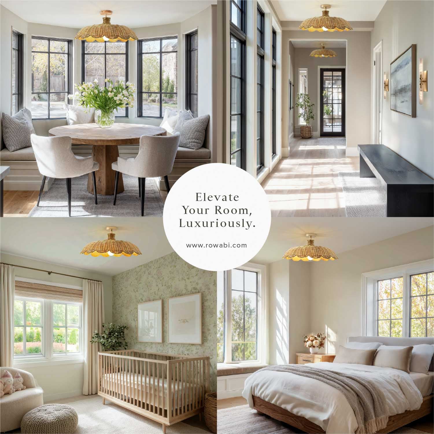 Aurelia Rattan Flush Mount Light