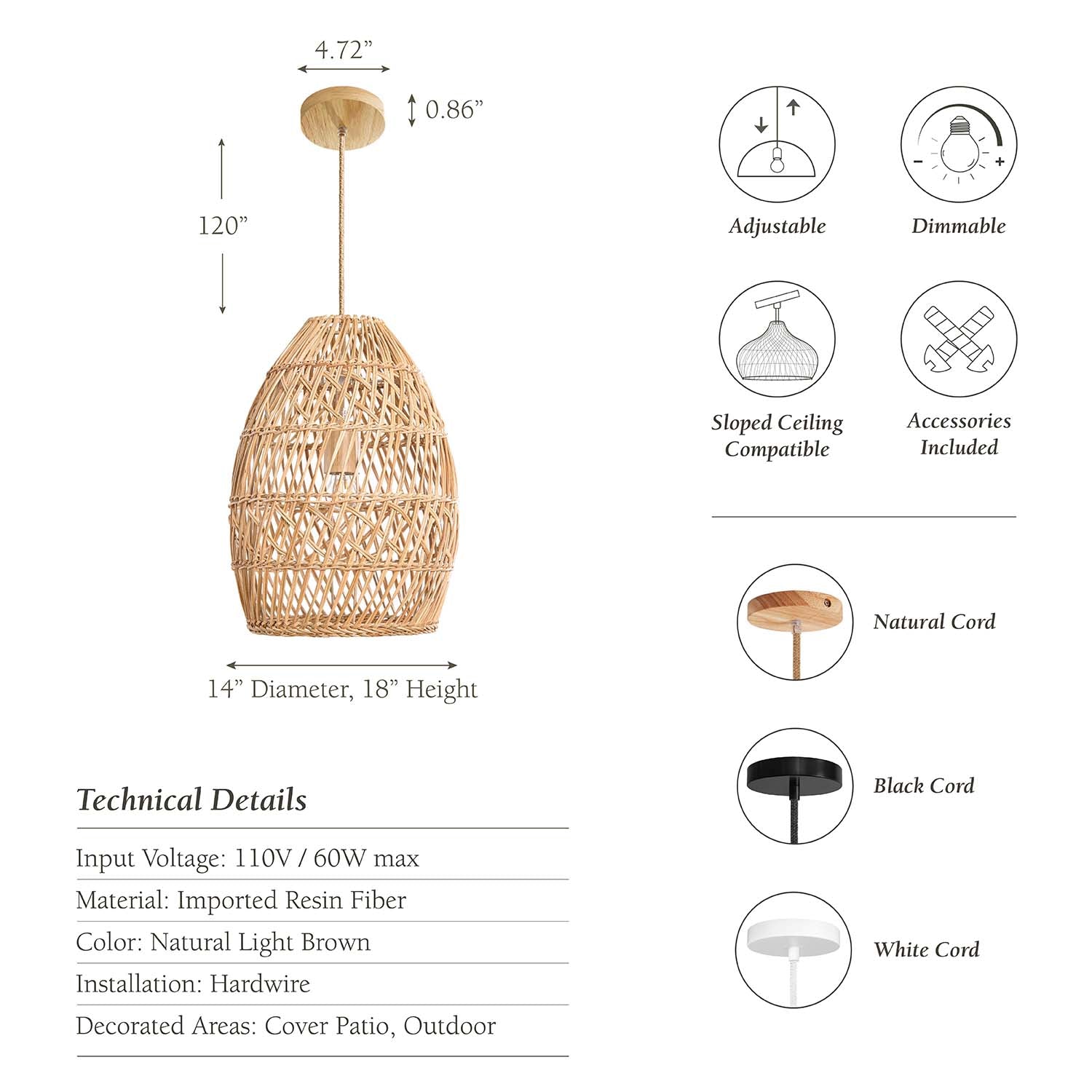 Outdoor Callie Rattan Pendant Light