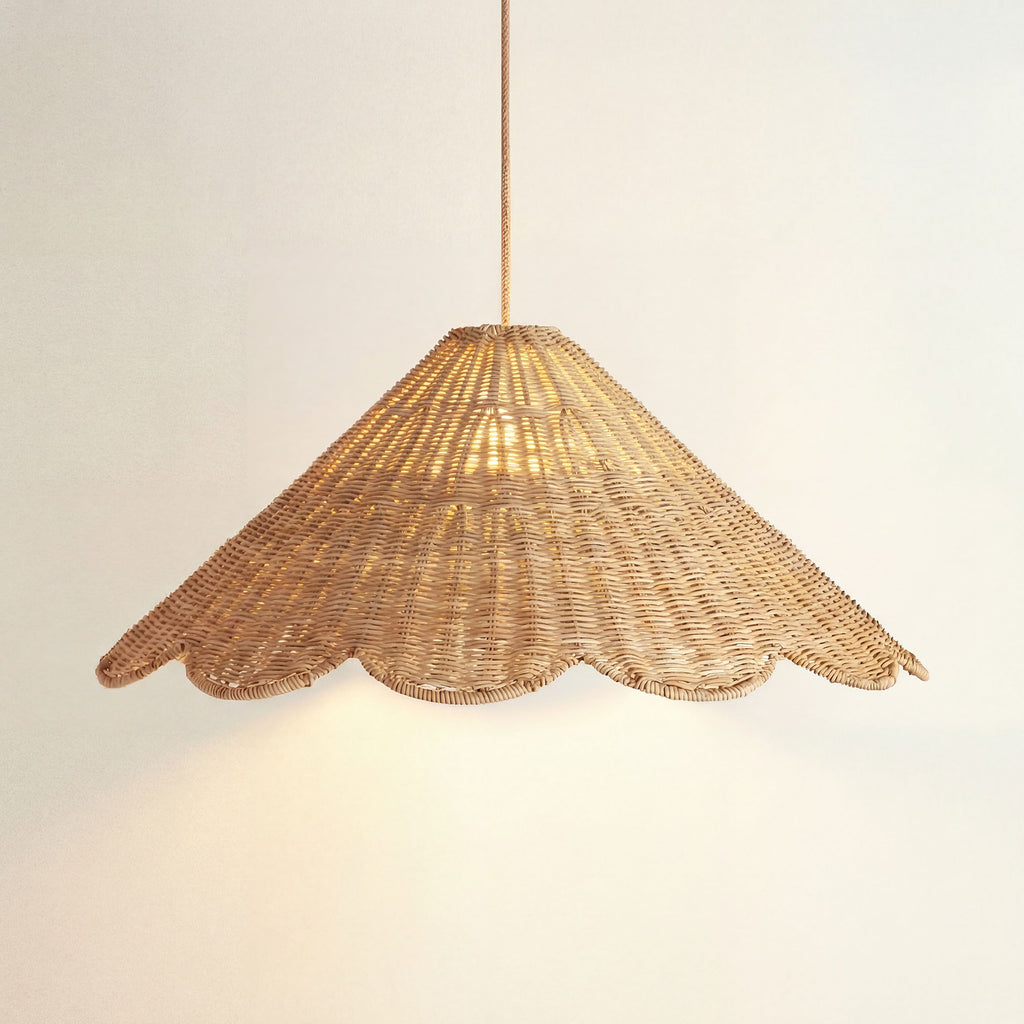 Outdoor Daisy Cone Rattan Pendant Light