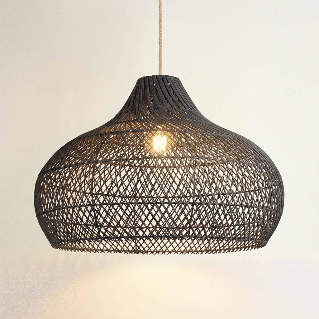 Kloe Black Rattan Pendant Light