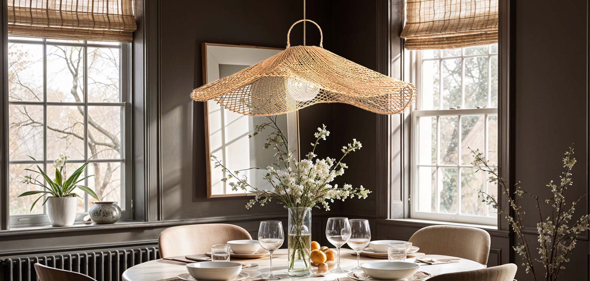 dining room lotus rattan pendant light