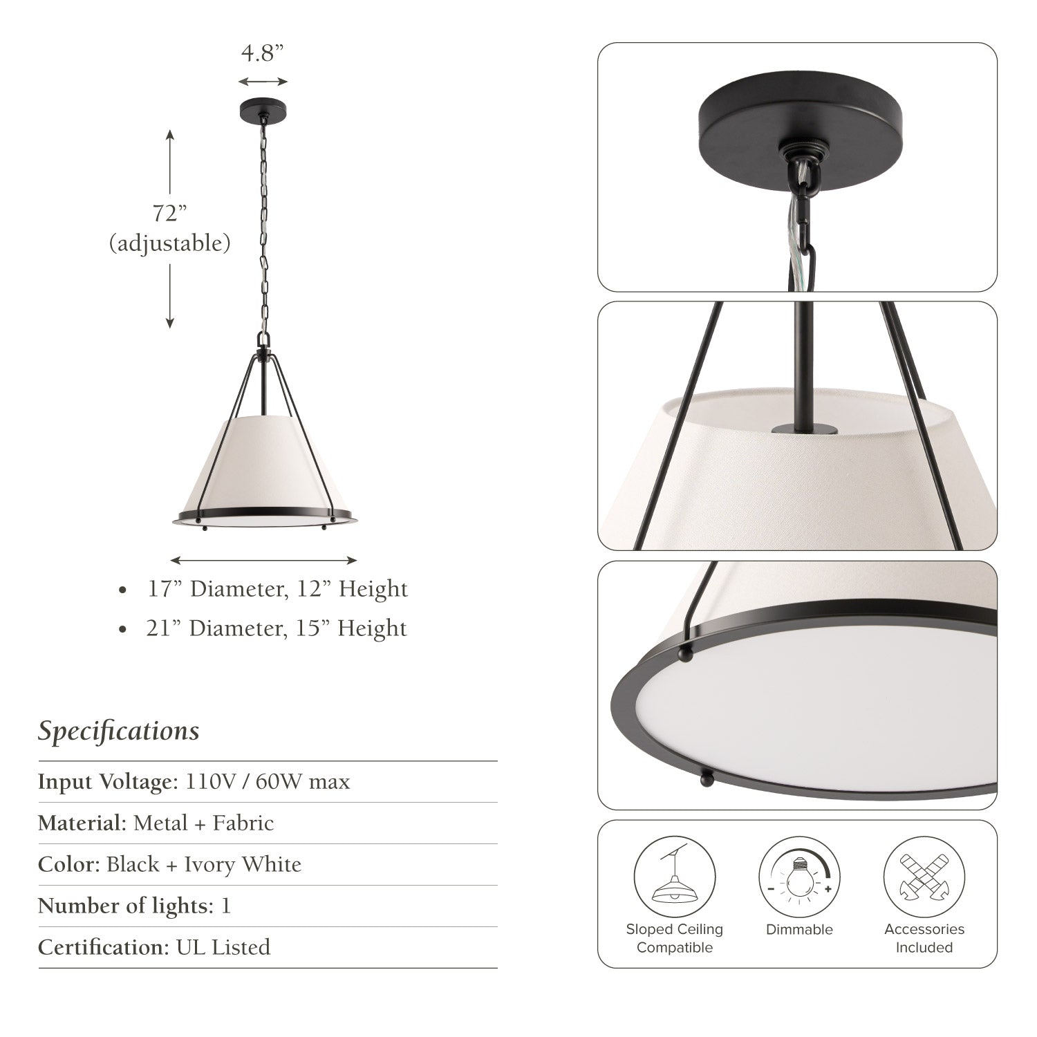 Draven Fabric Pendant Light