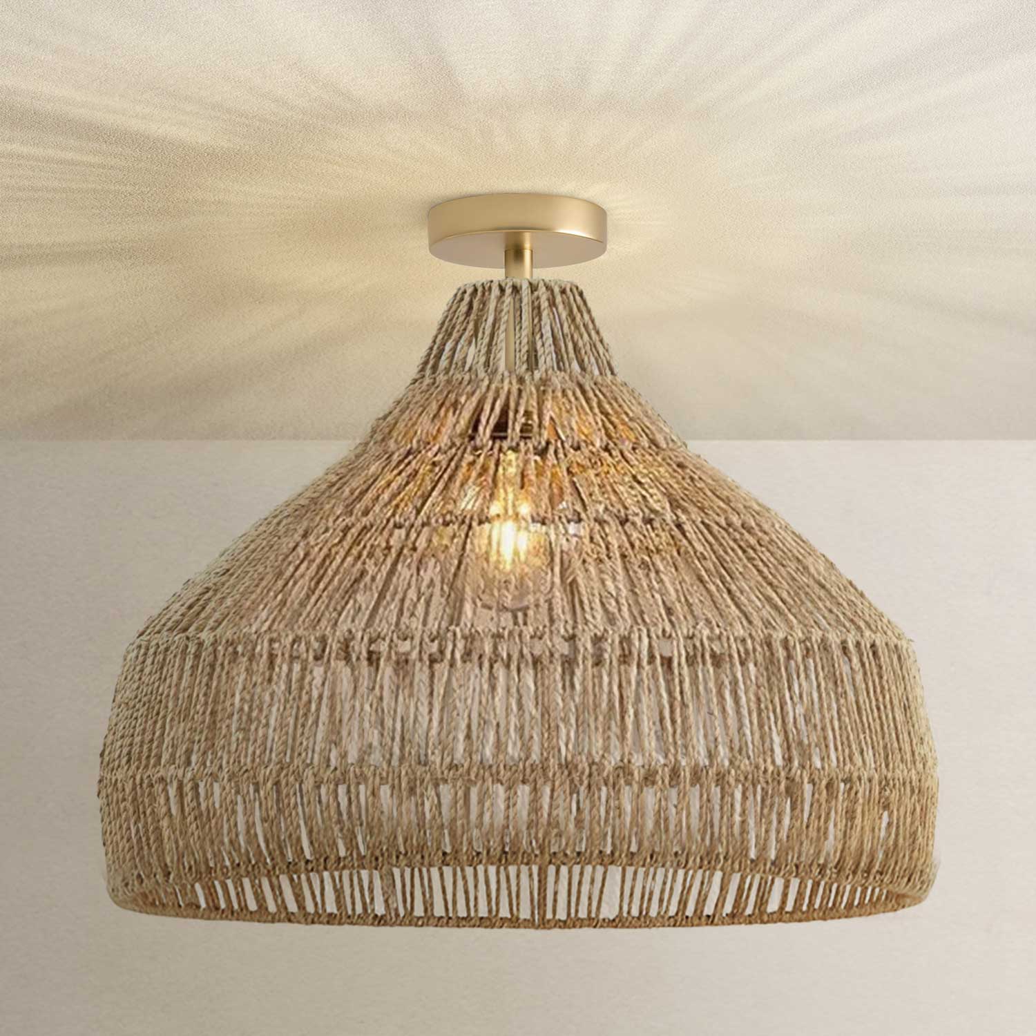 Dreamy Palm Fibers Flush Mount Light
