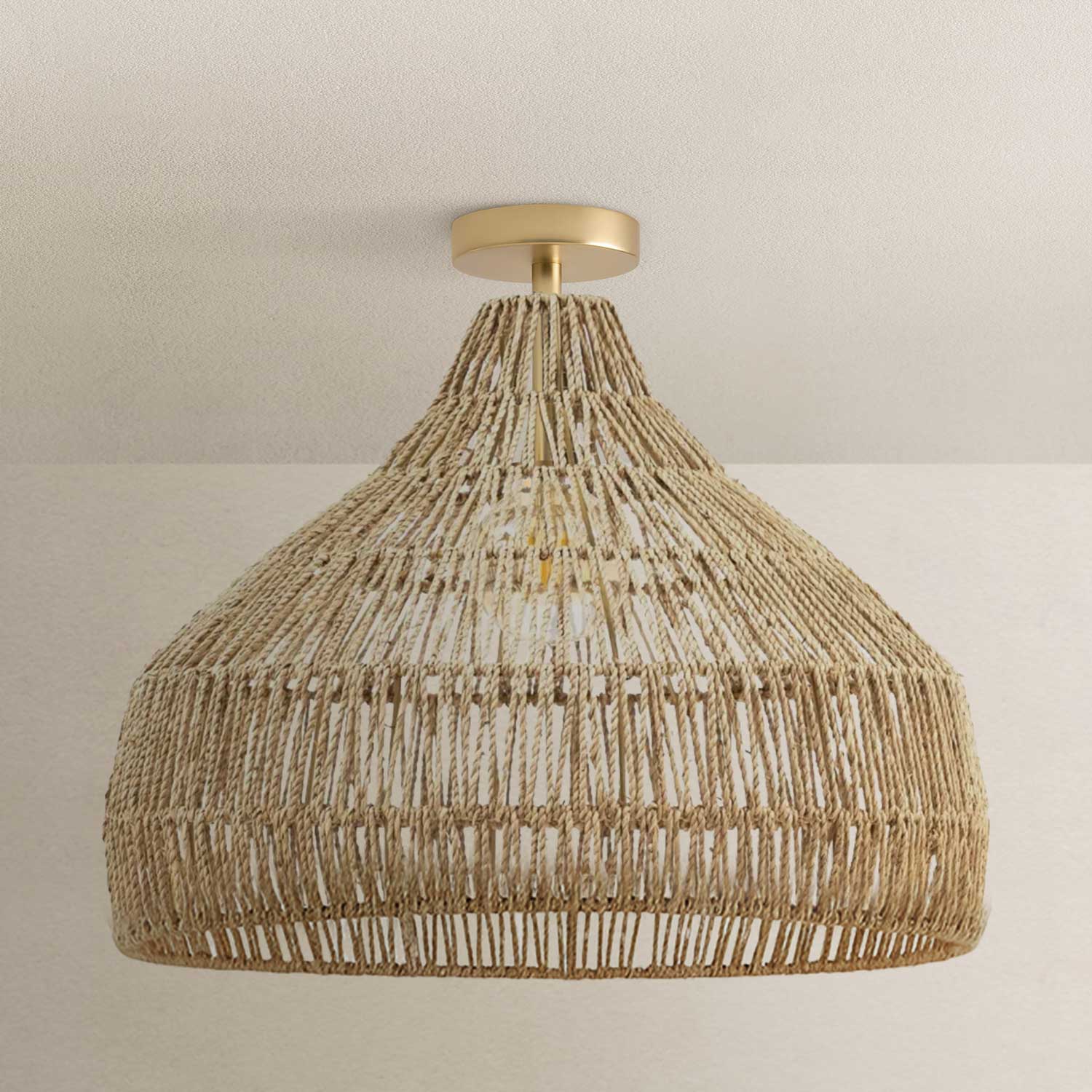 Dreamy Palm Fibers Flush Mount Light