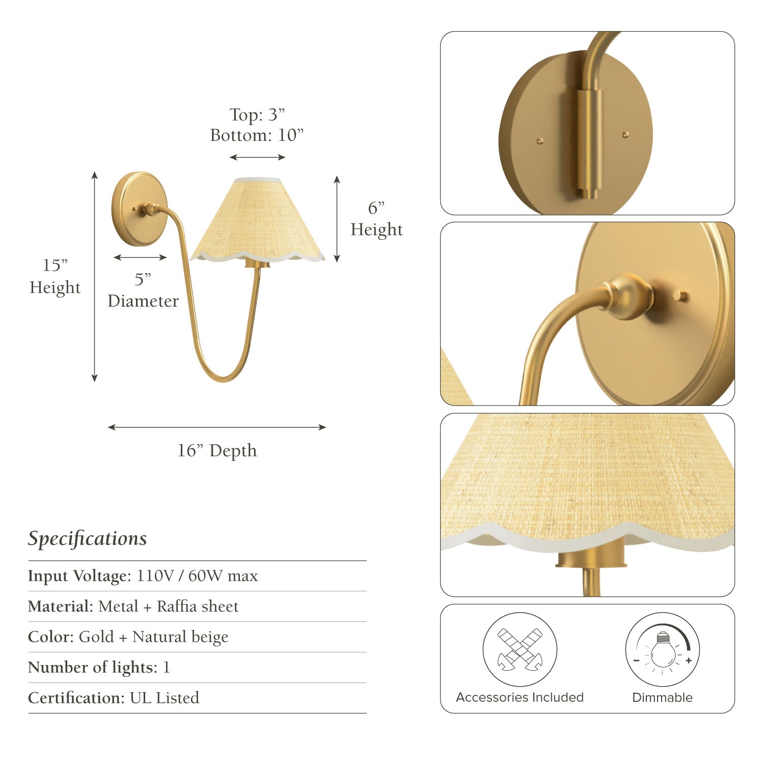 Elara Curve Clamp Cone Arm Sconce