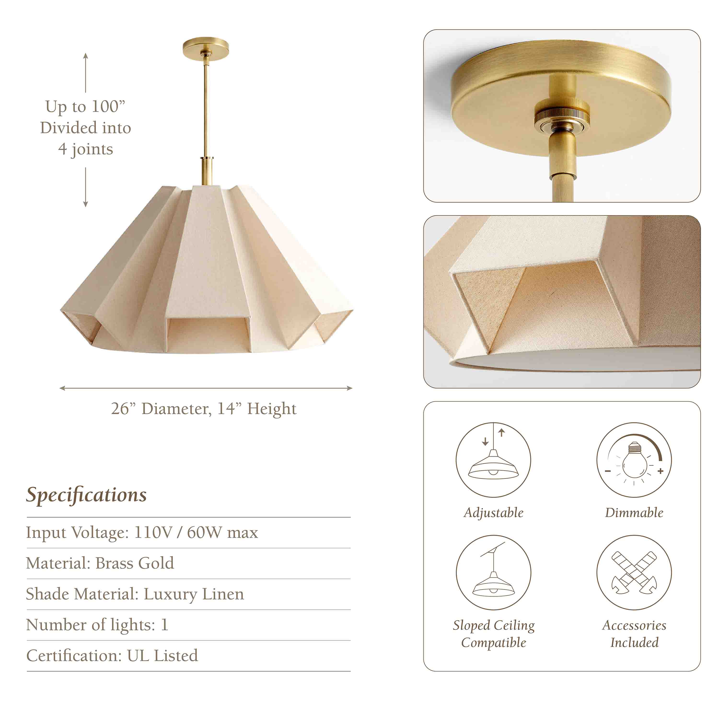 Geometric Linen Pendant Light
