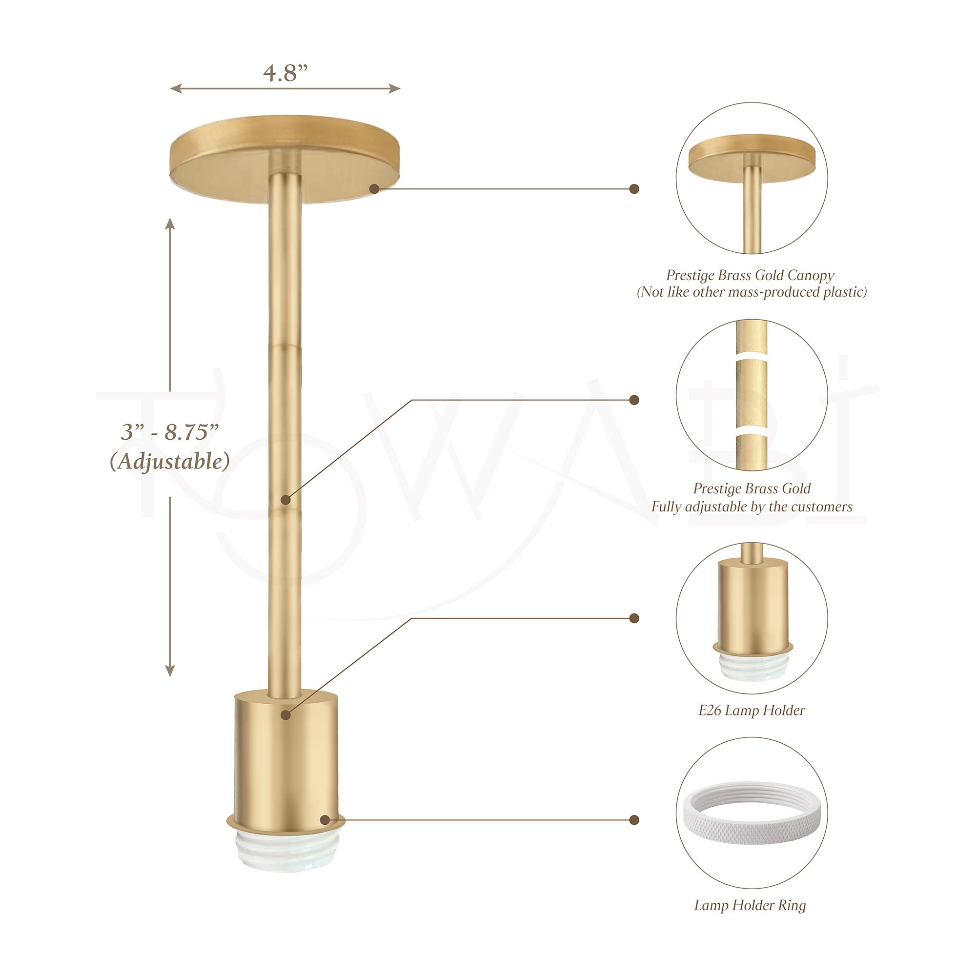 Flush Mount Hanging Pendant Light Kit