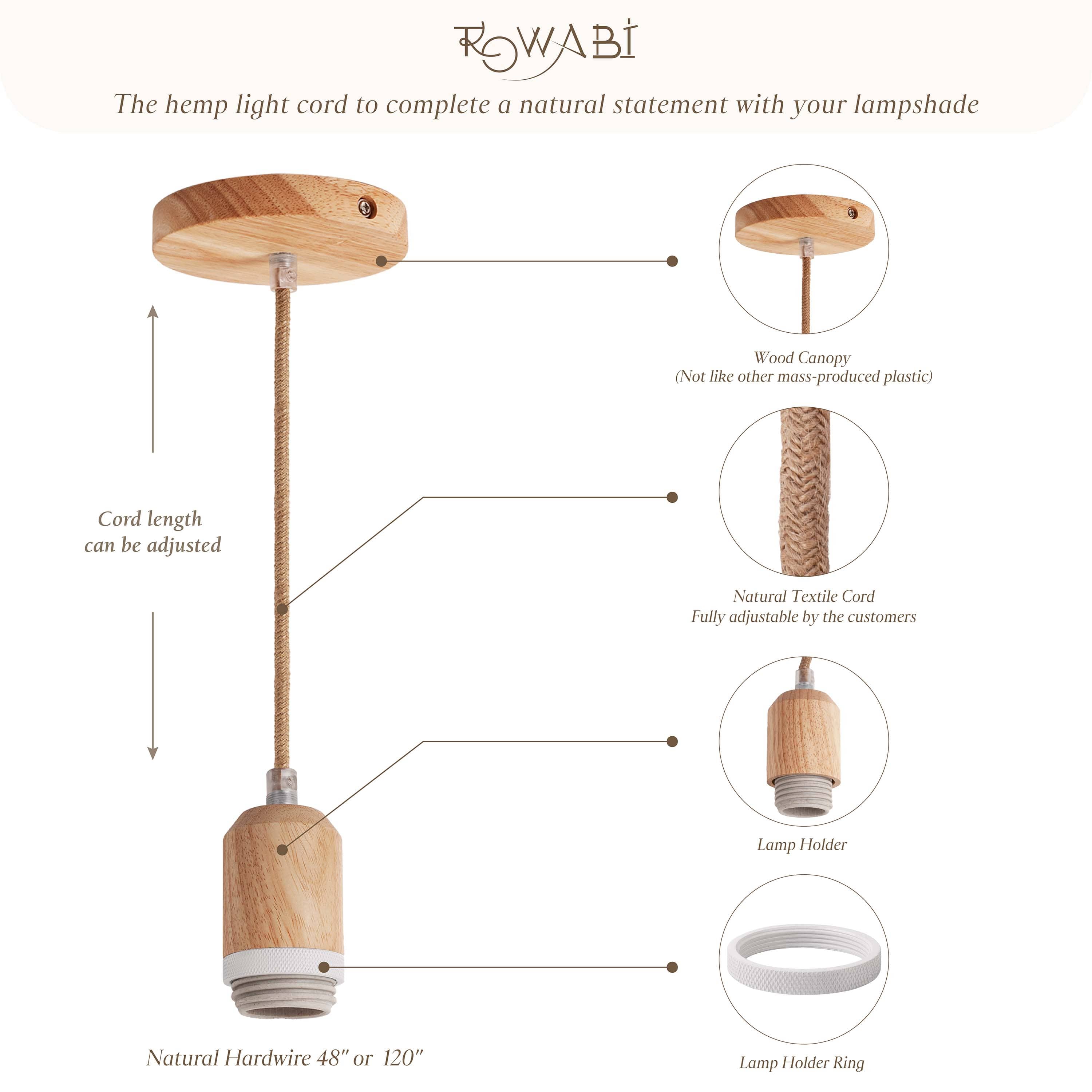 Hardwire Natural Pendant Light Cord Kit
