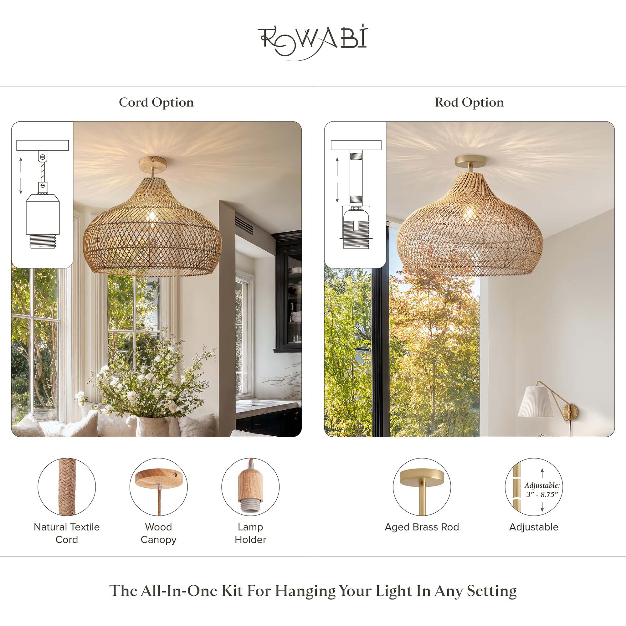 Kloe Rattan Flushmount Light