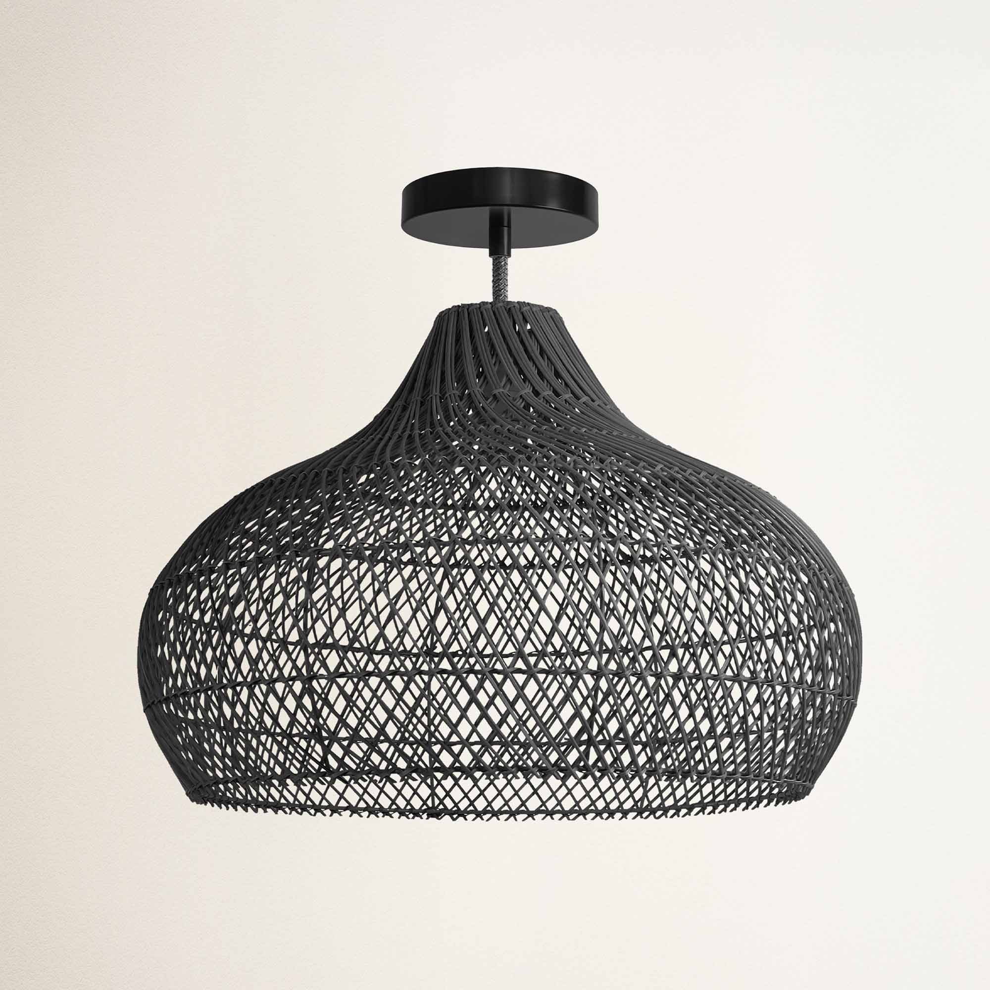 Latigo Rattan Flush Mount Light