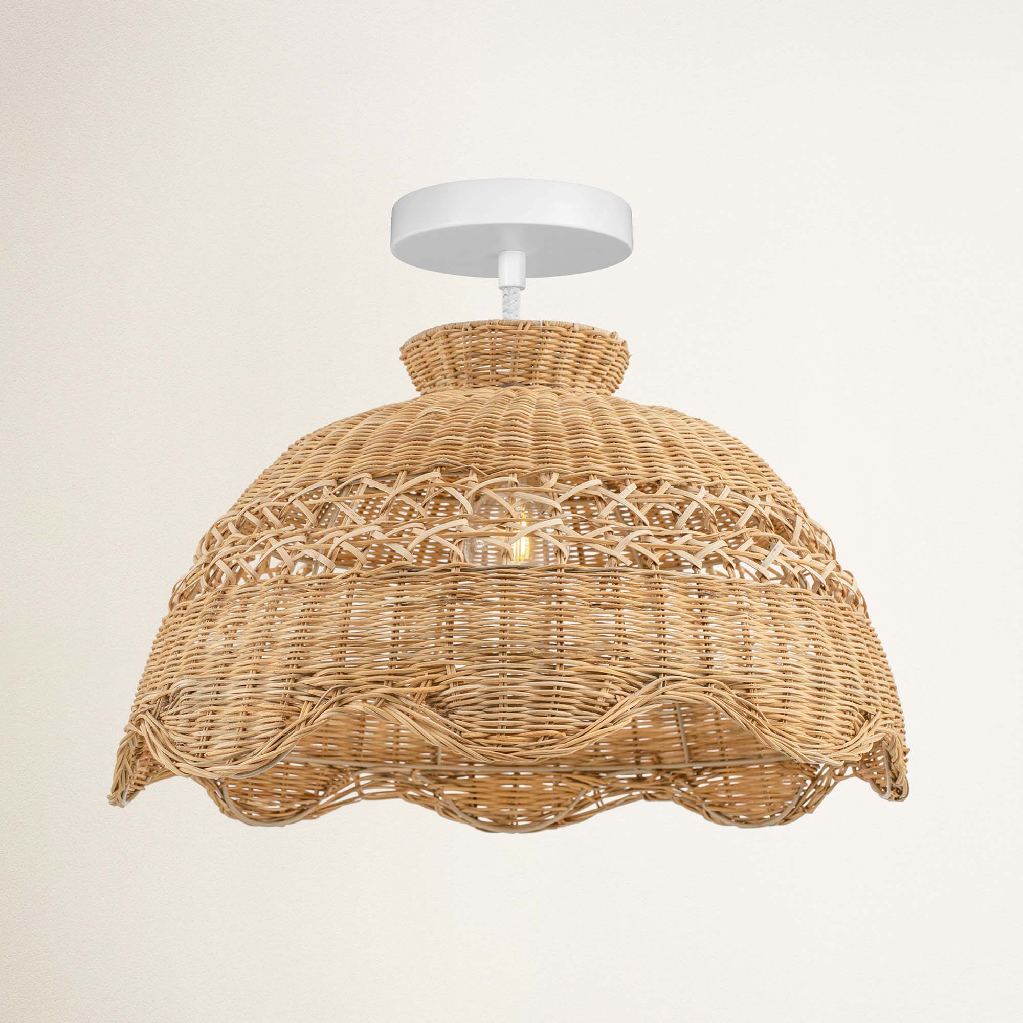 Le Perle Rattan Flush Mount Light