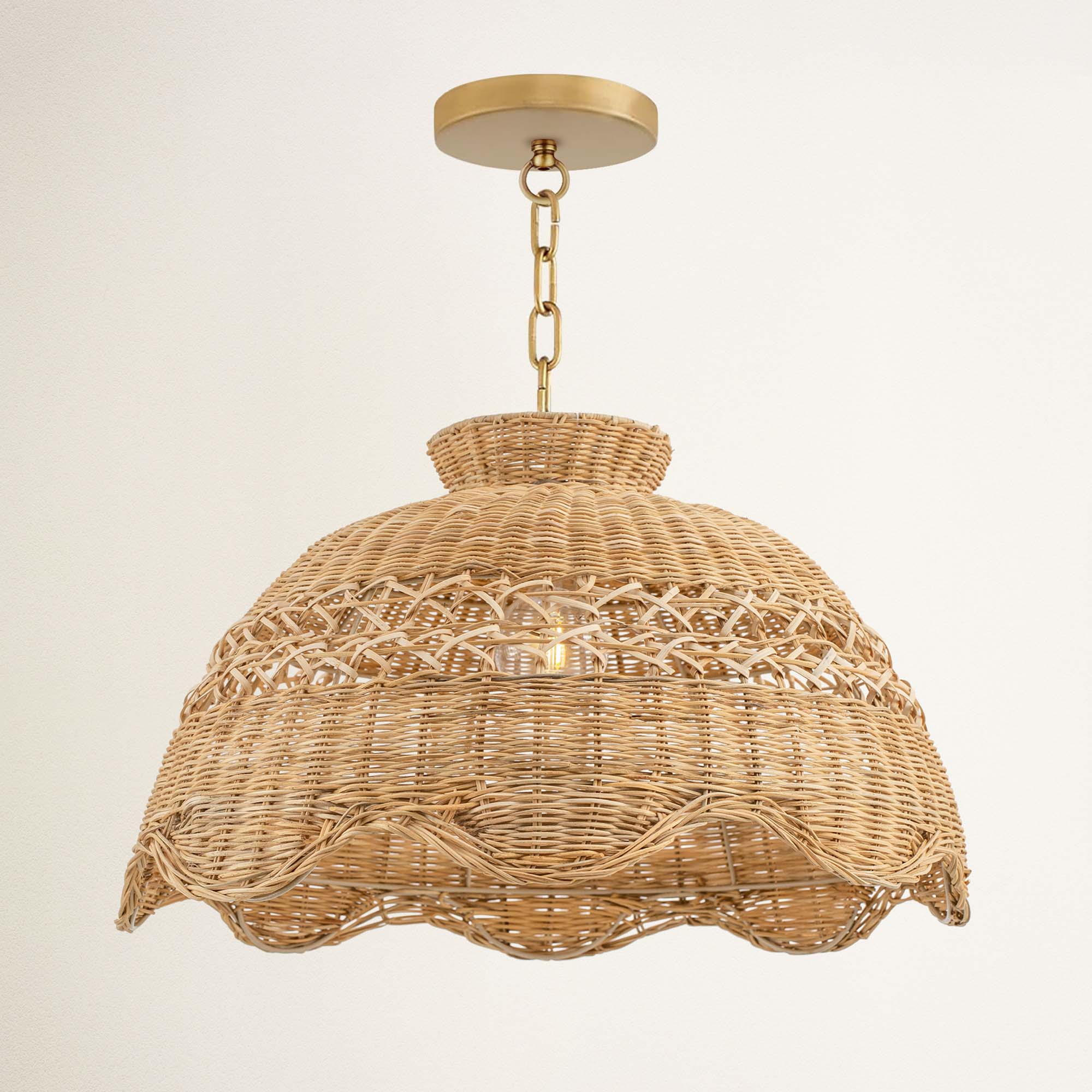 le perle hardwire gold chain wicker pendant light fixture