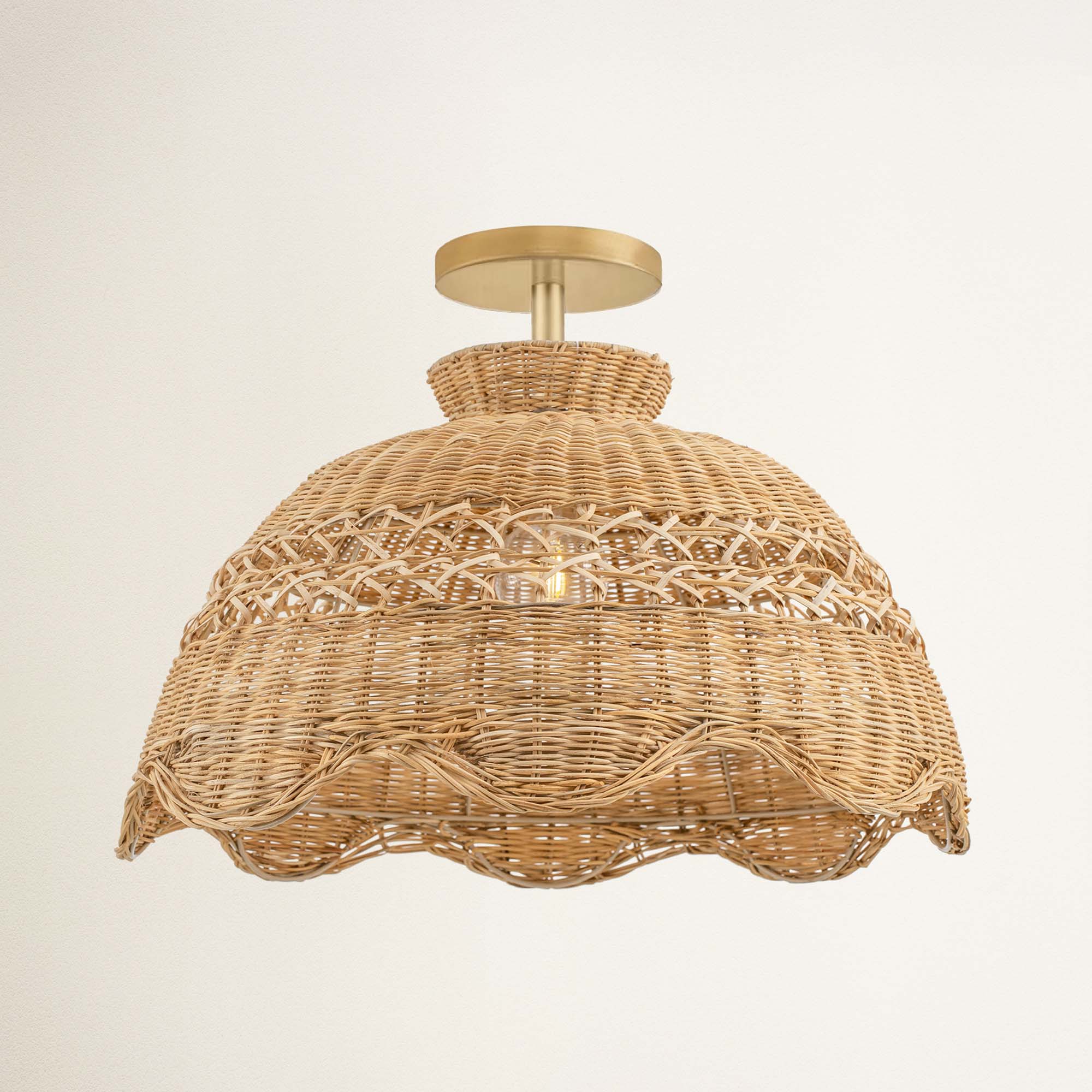 le perle hardwirre flush mount wicker ceiling light fixture