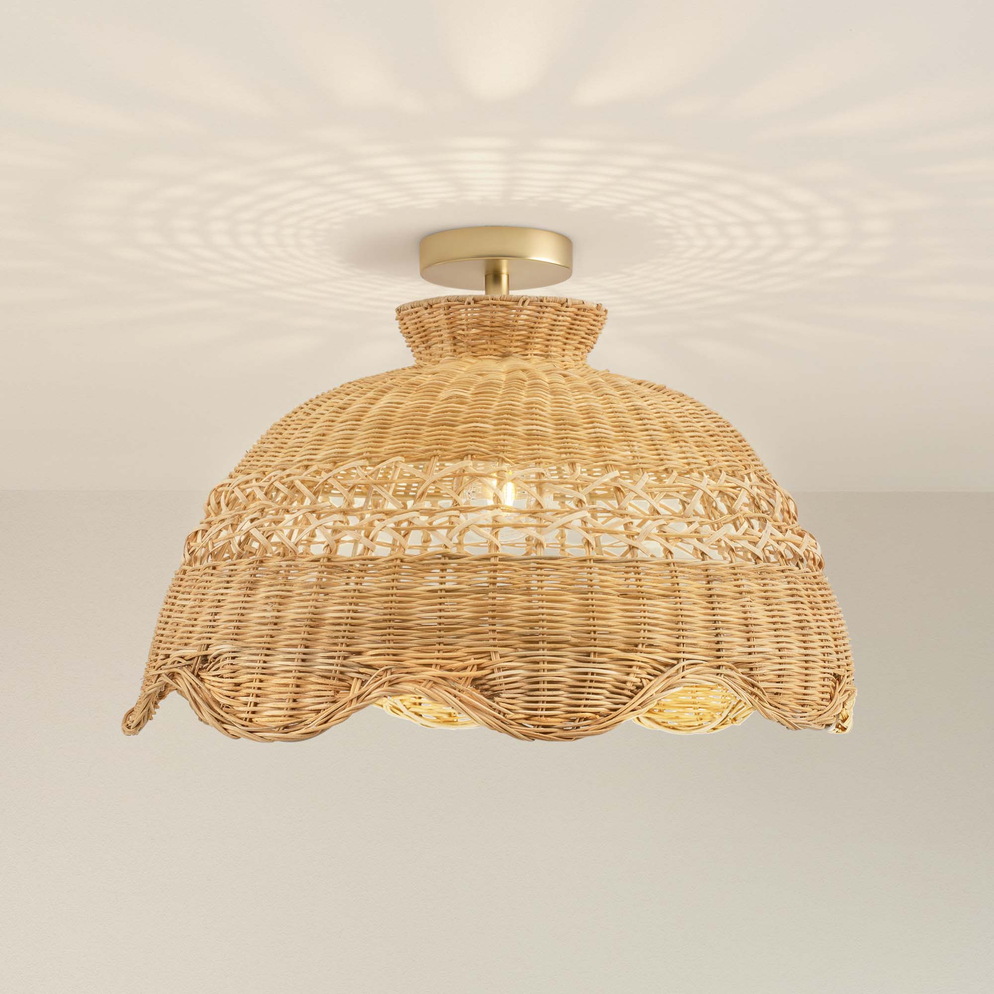 Le Perle Rattan Flush Mount Light