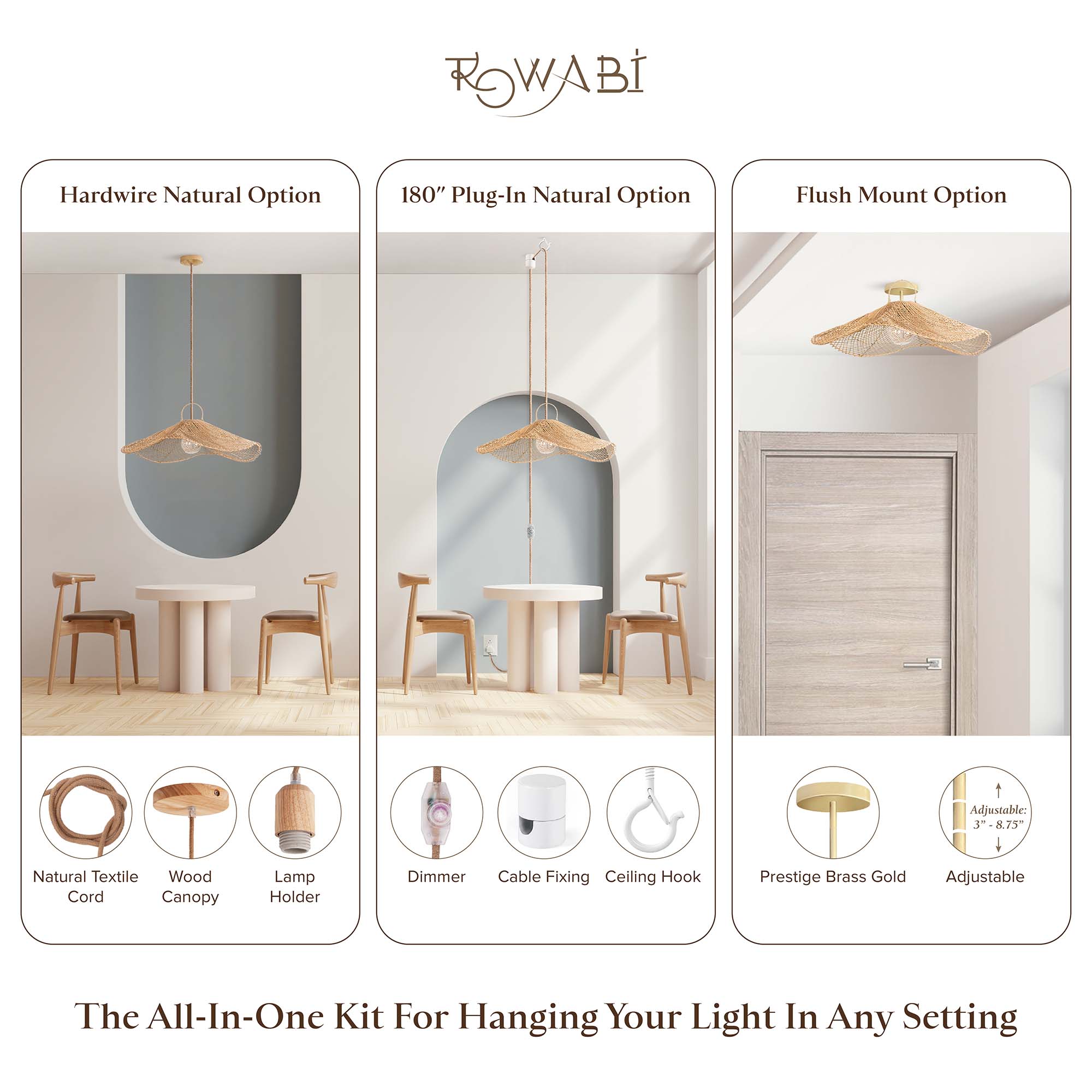 lotus pad rattan pendant light all in one kit