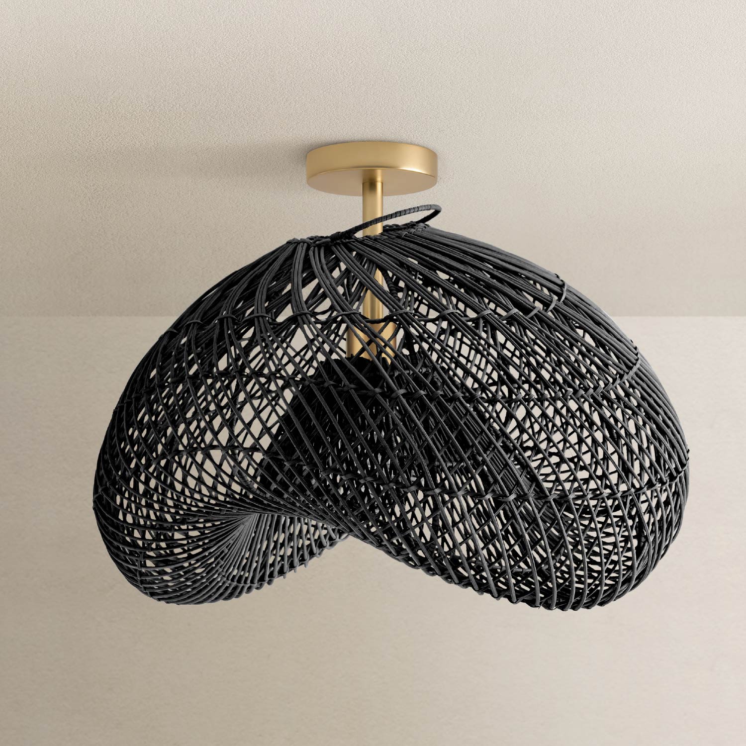 Lucian Rattan Flush Mount Light