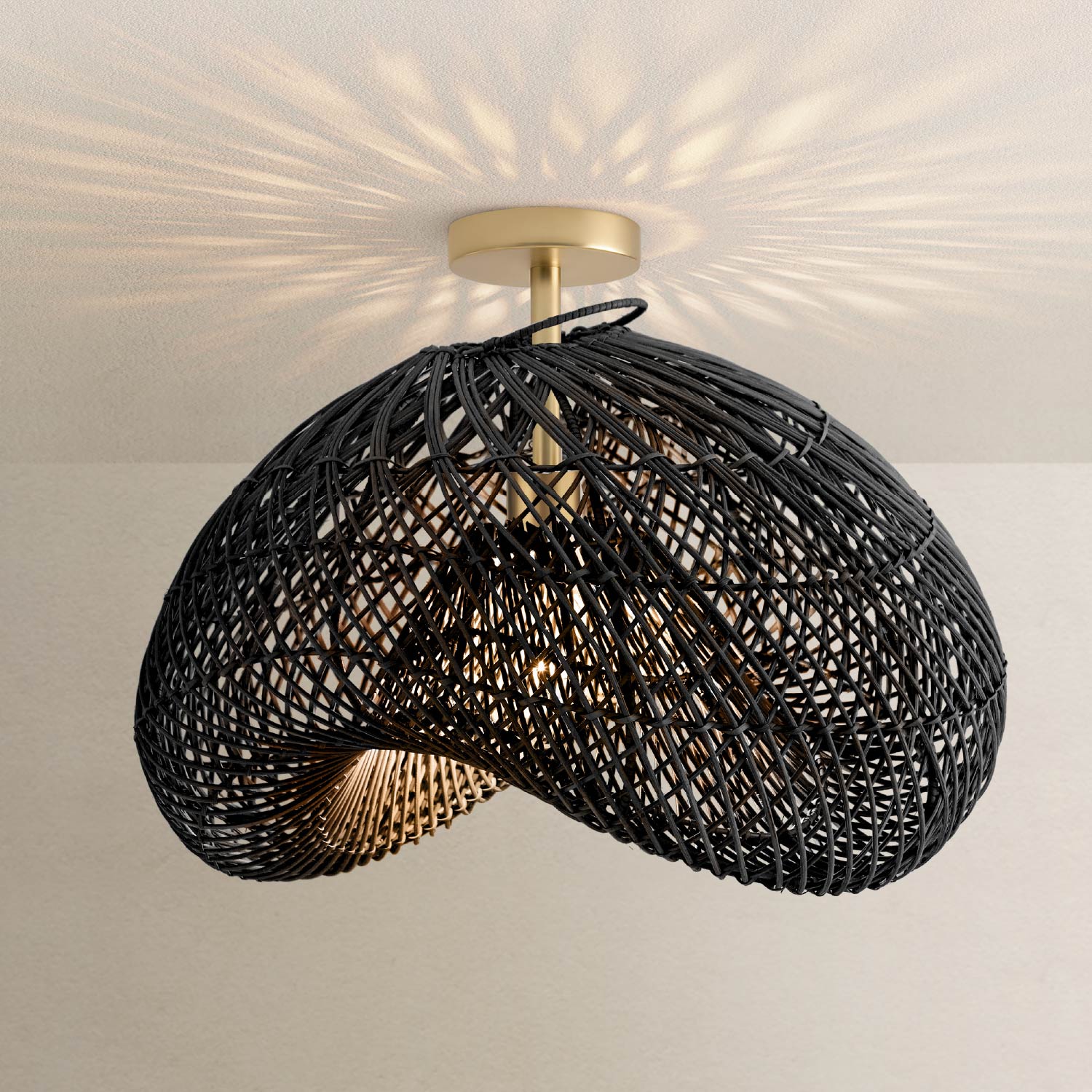 Lucian Rattan Flush Mount Light