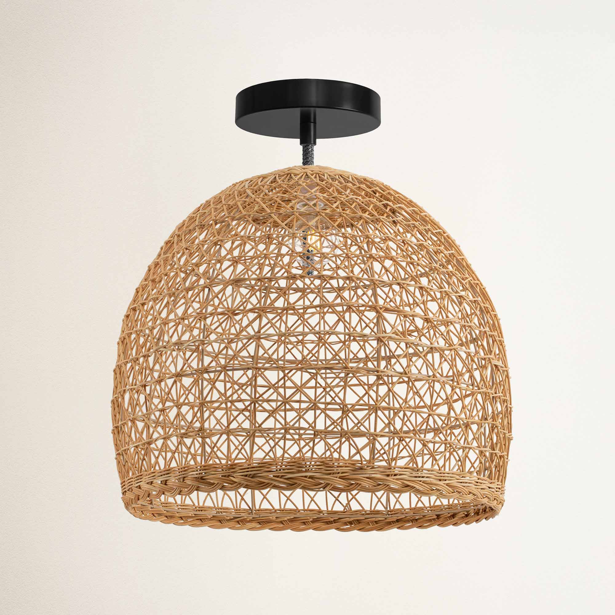 Lumiere Rattan Flush Mount Light