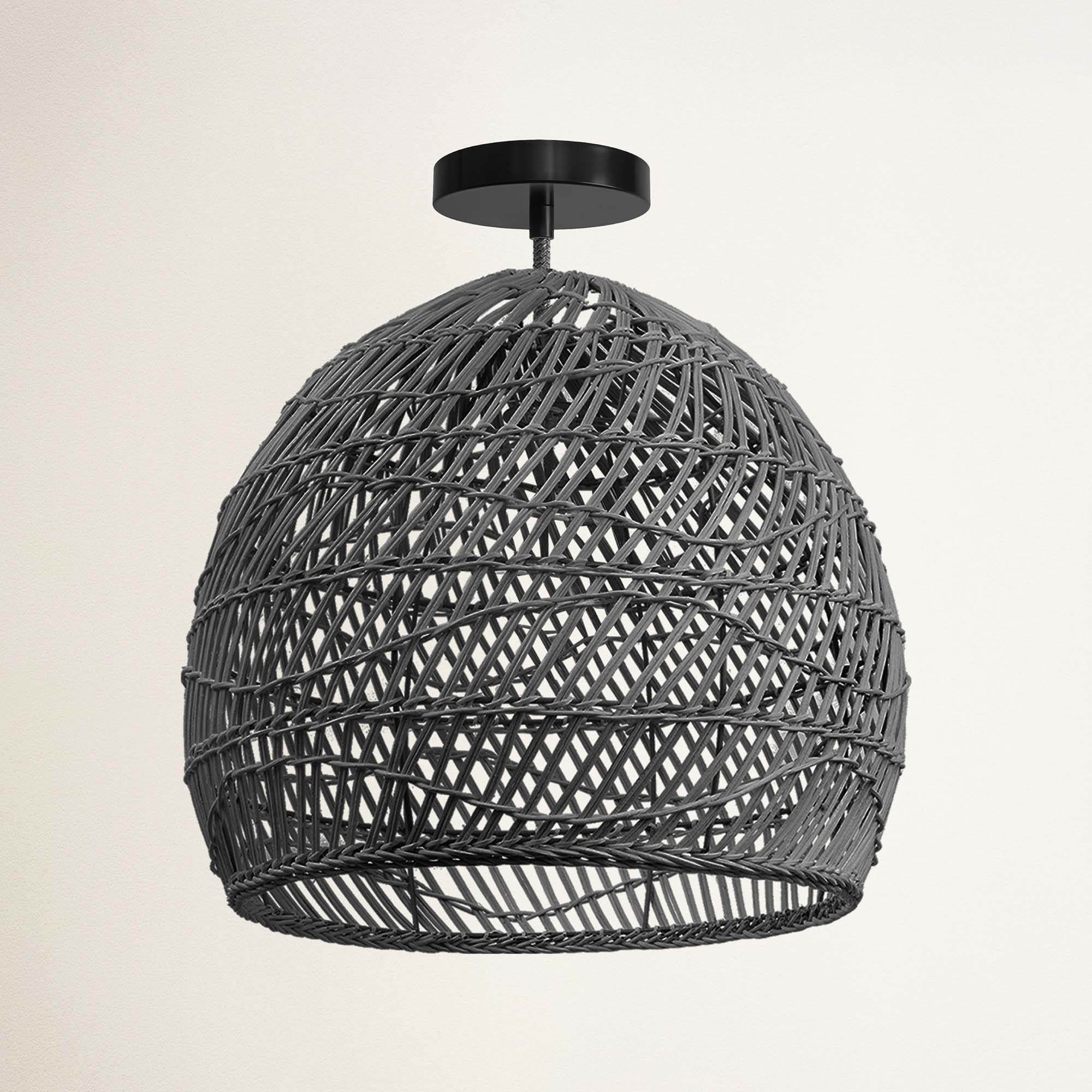 Santana Rattan Flush Mount Light