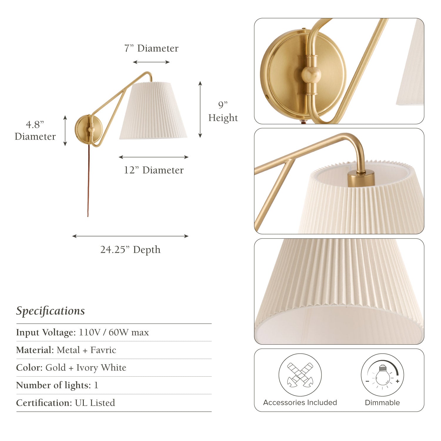 Modern Eva Swing-Arm Sconce