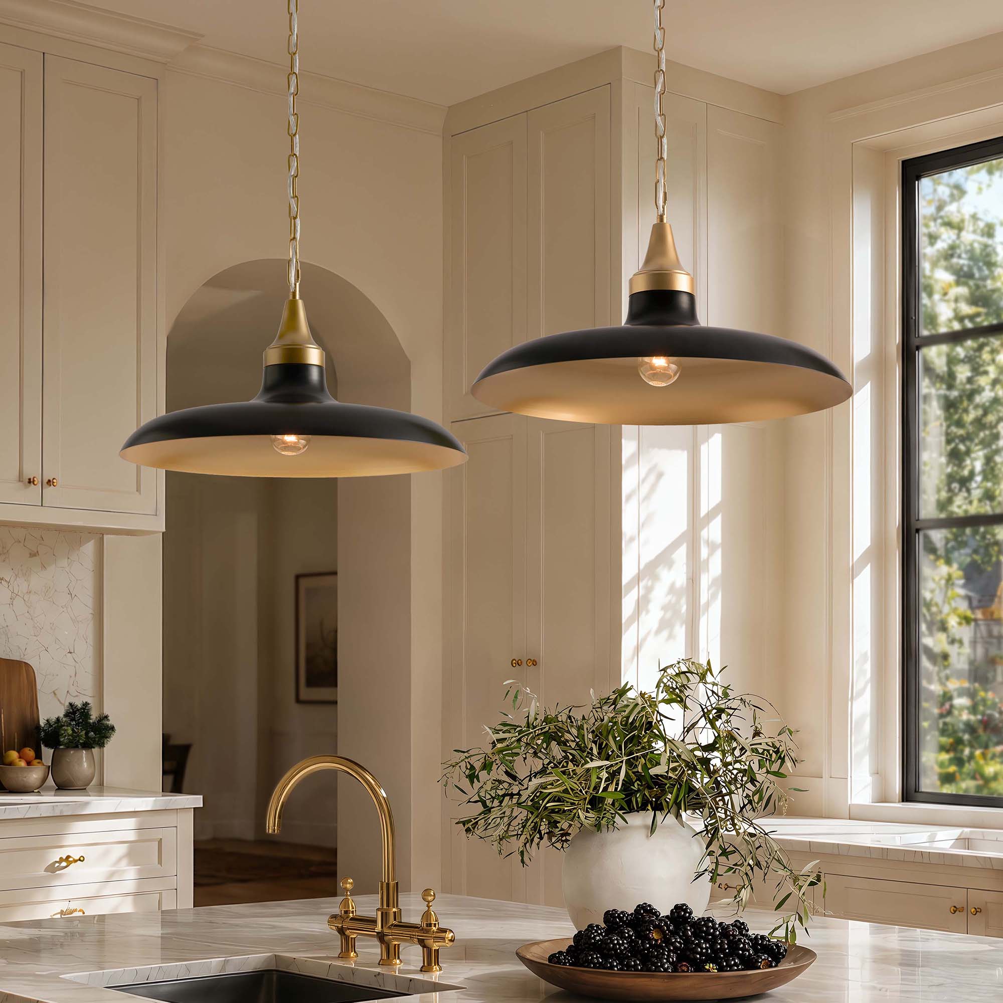 Natalia Black Dome Pendant Light
