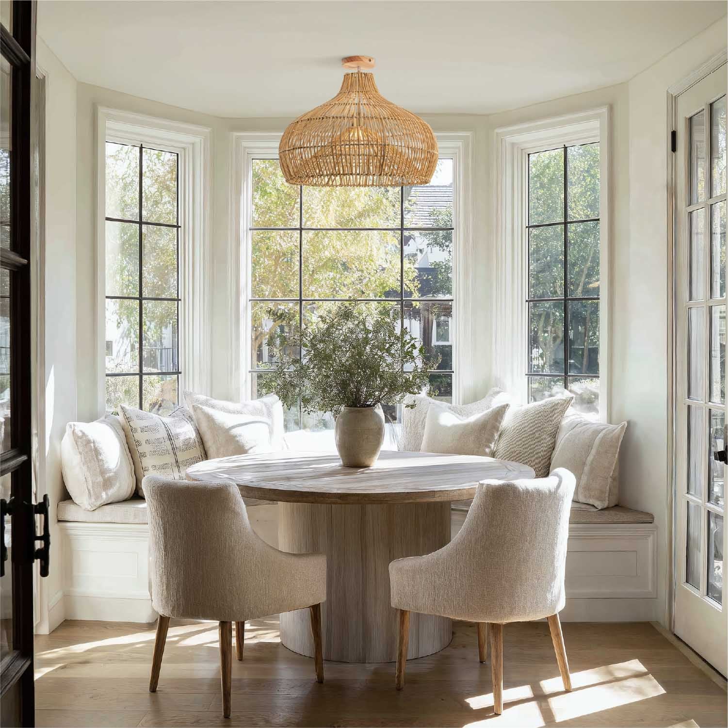 Oceania Cone Rattan Flush Mount Light