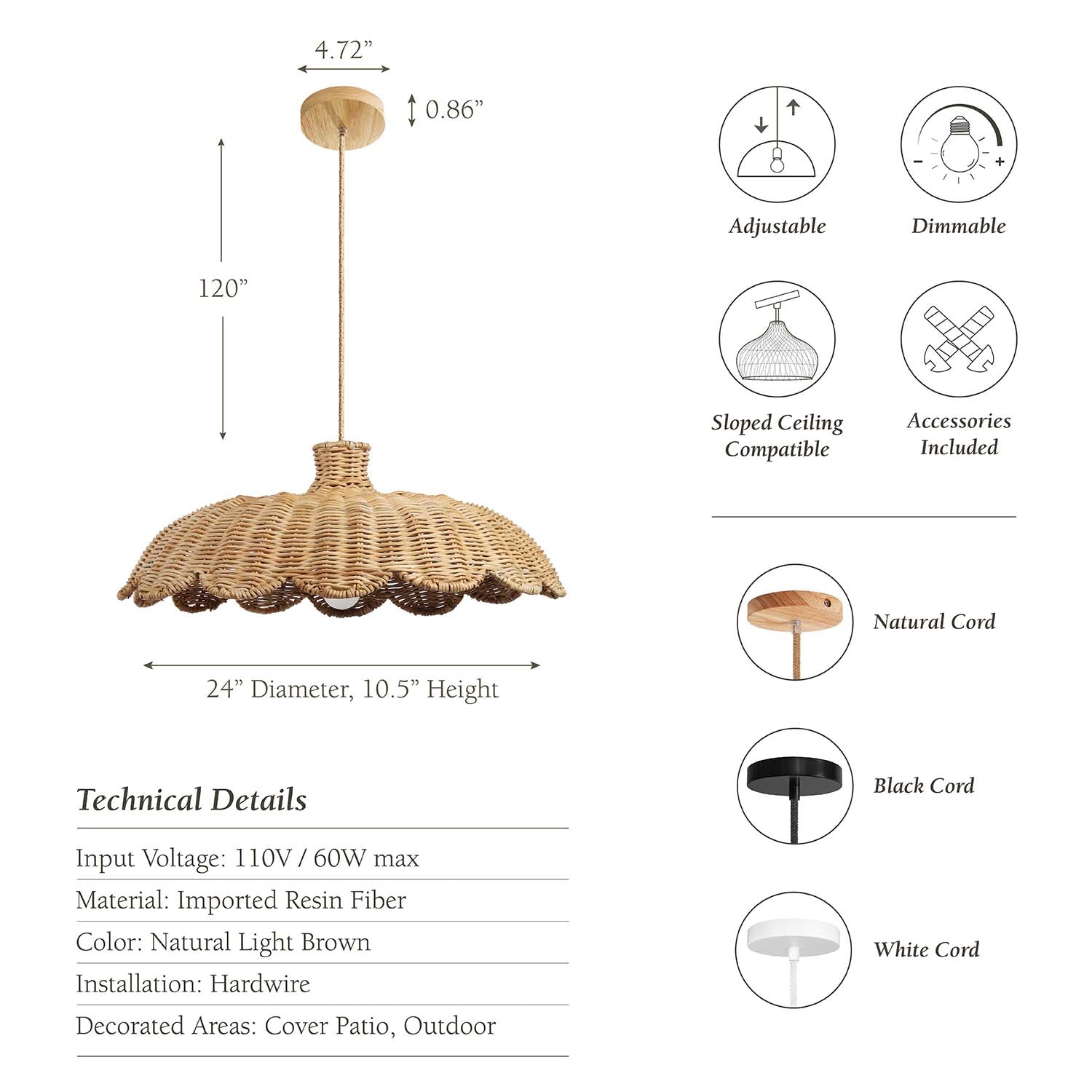 Outdoor Aurelia Rattan Pendant Light