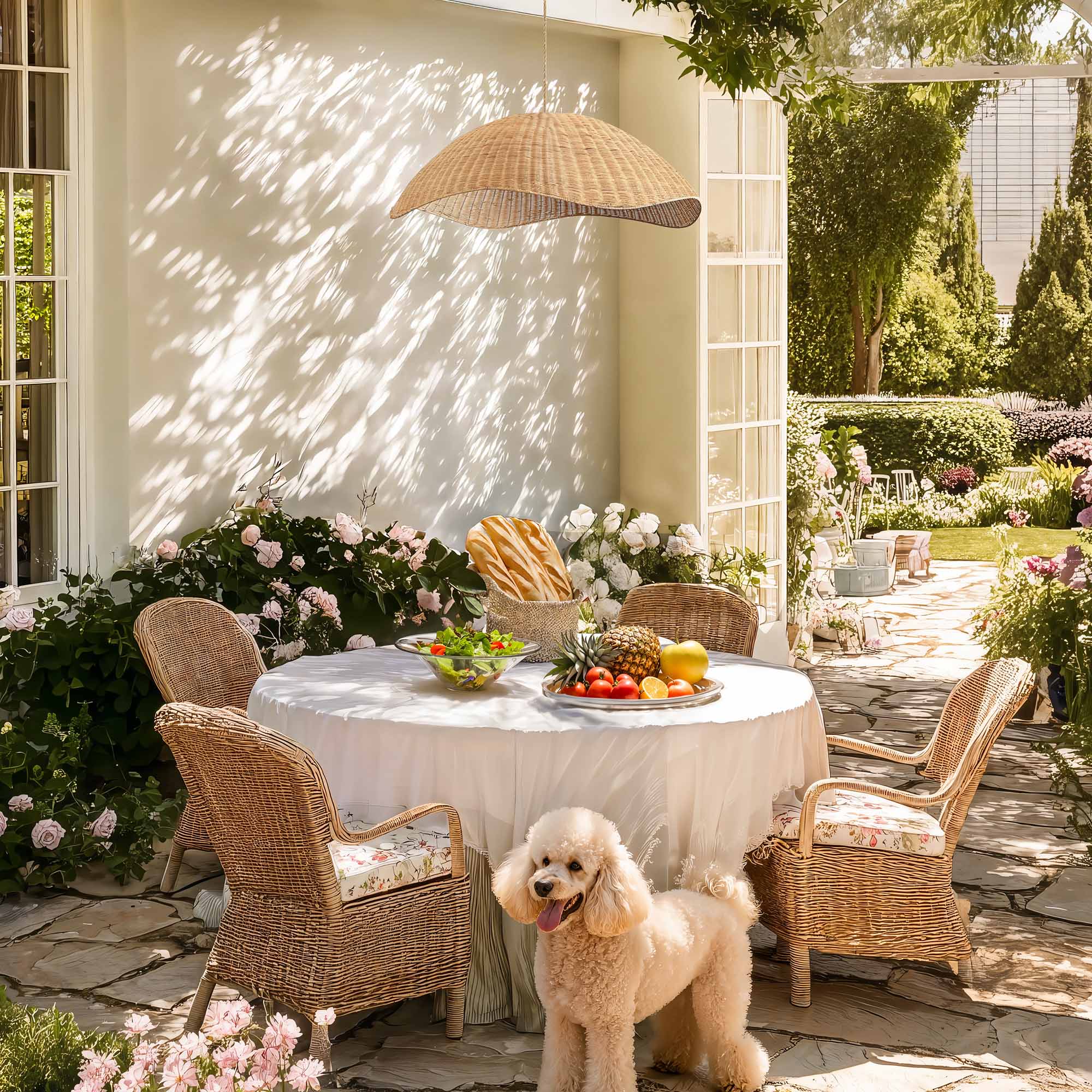 outdoor garden nana rattan pendant light dining zoom 