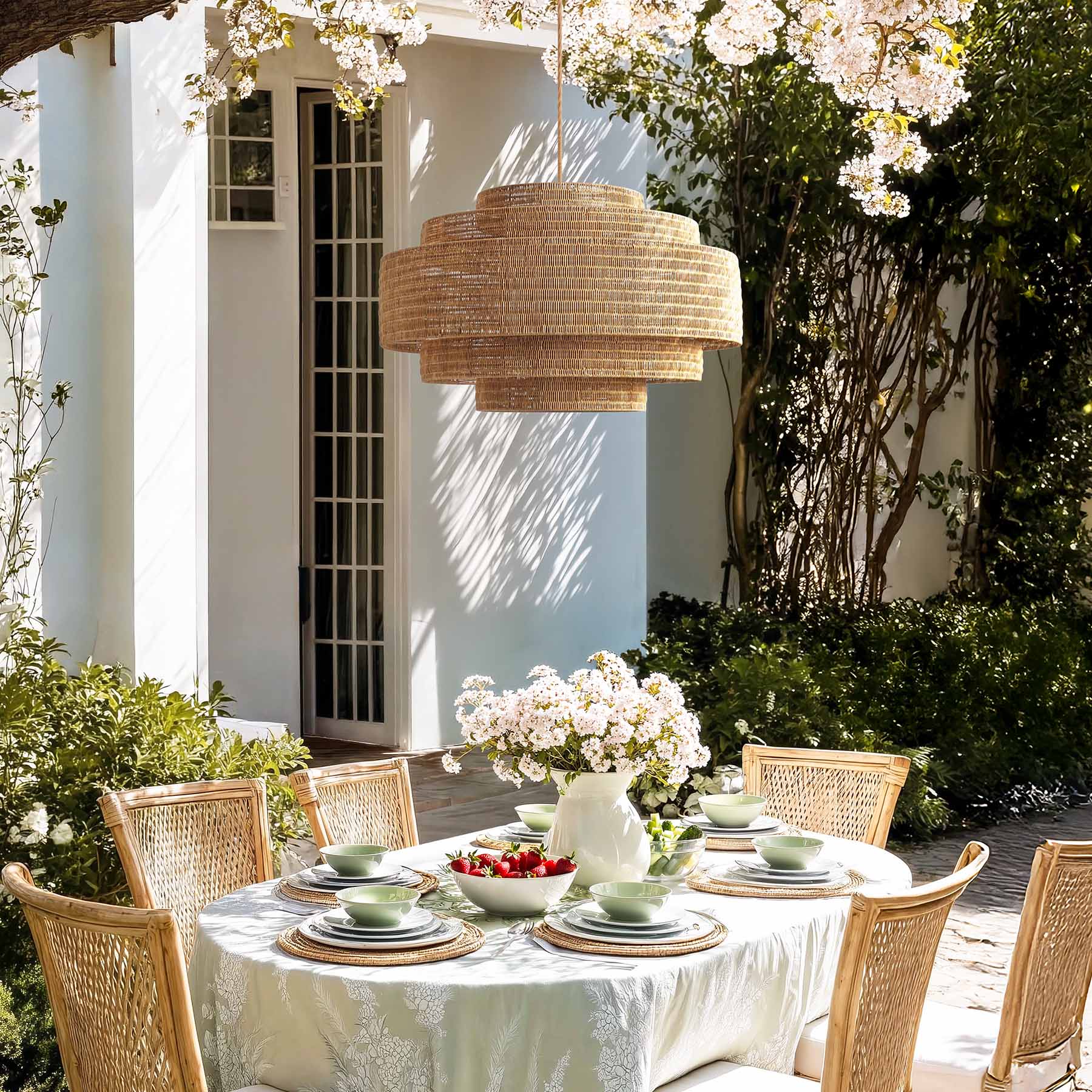 Outdoor Starry Rattan Pendant Light