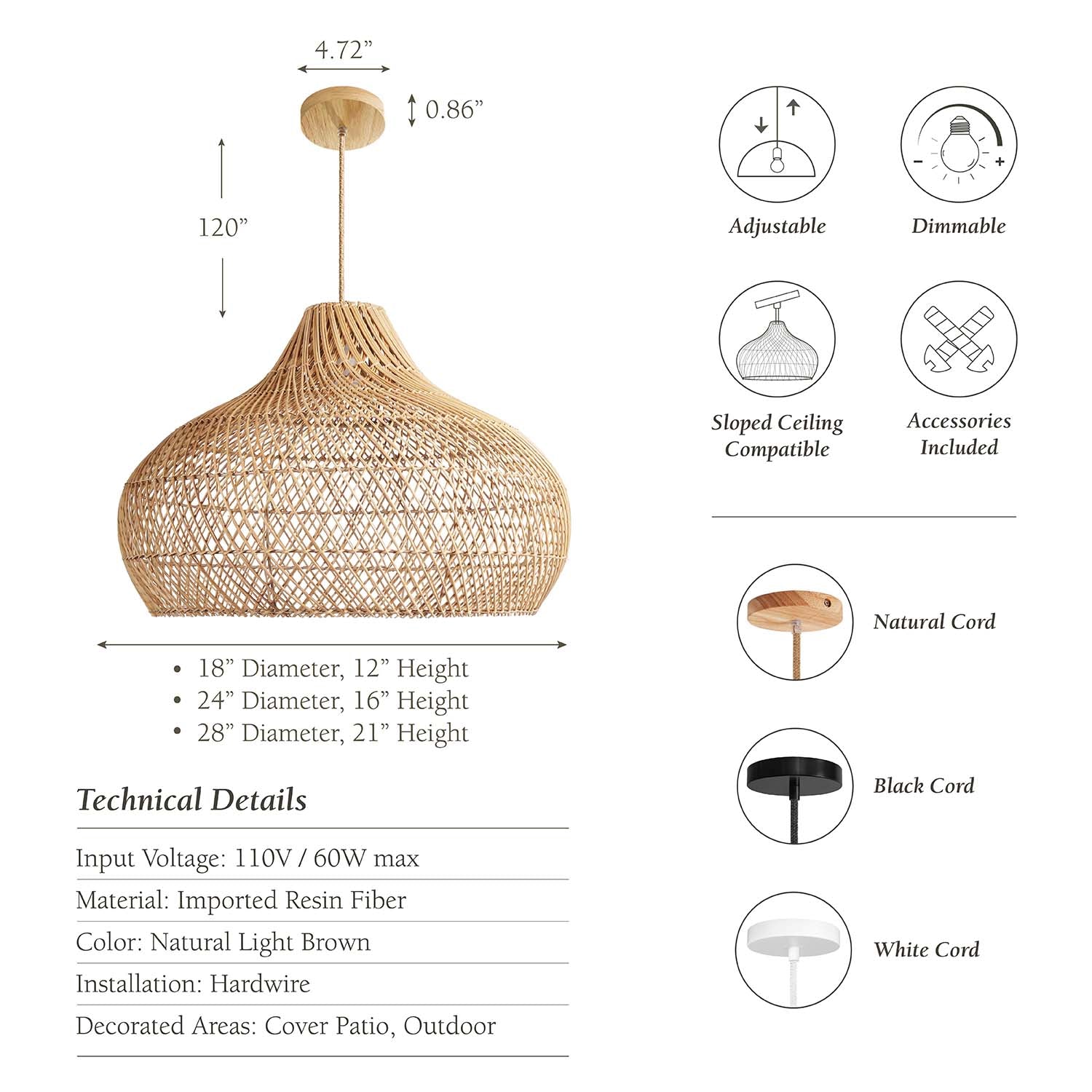 Outdoor Kloe Rattan Pendant Light