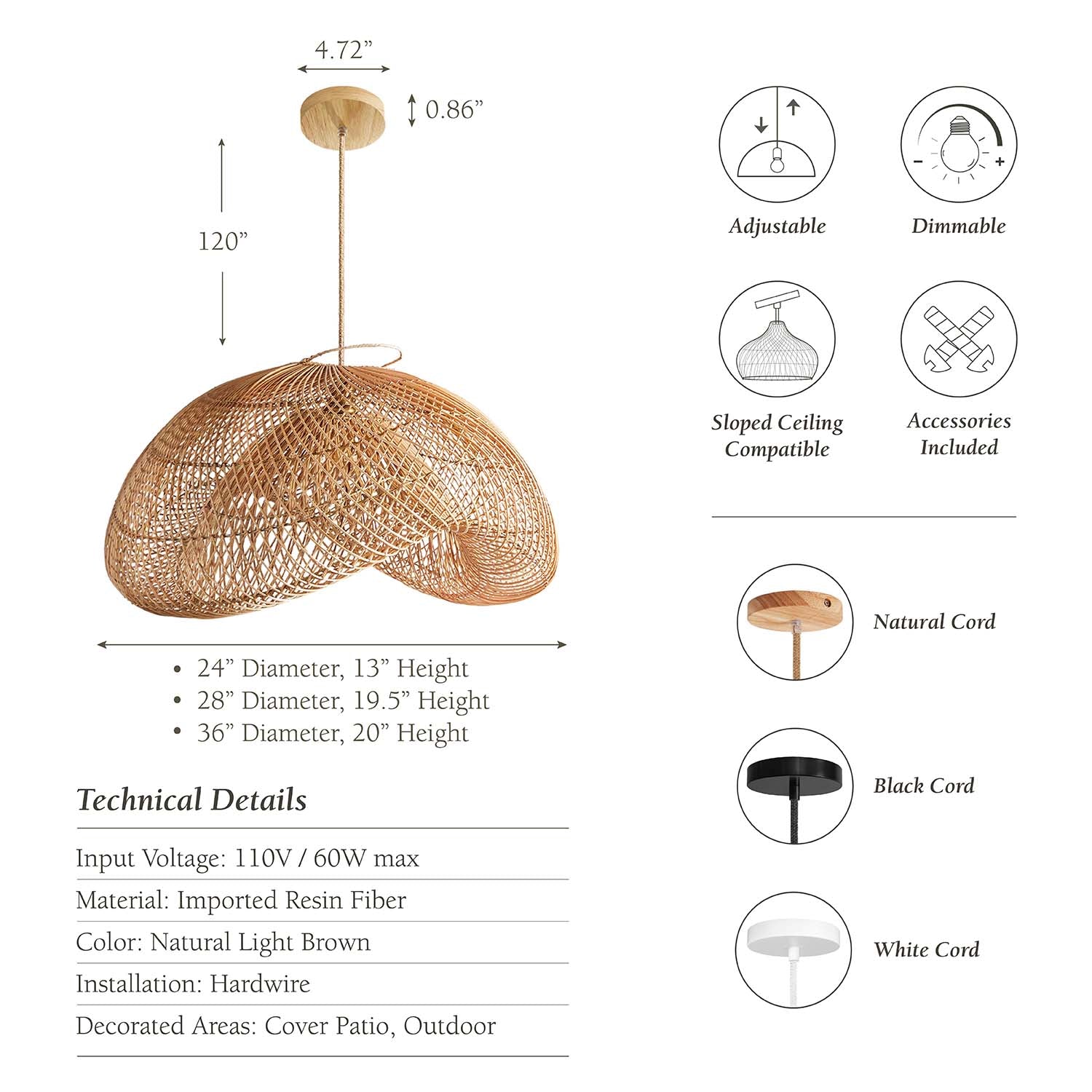 Outdoor Sepherina Rattan Pendant Light