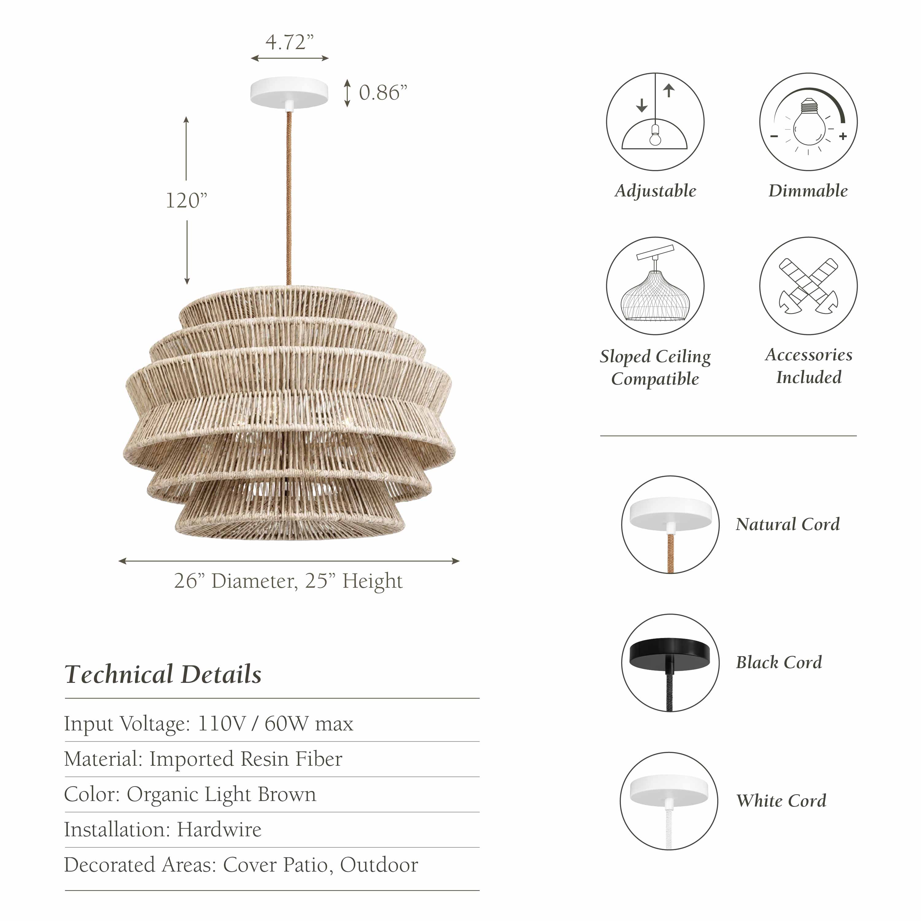 outdoor veronica rattan pendant light with woven design and technical specifications