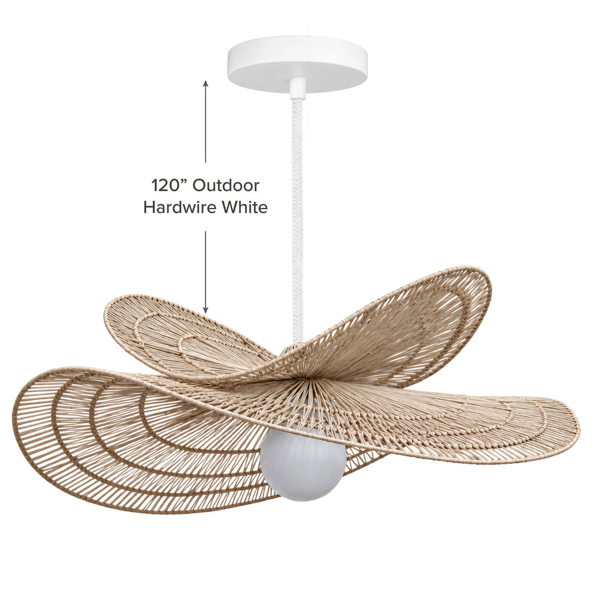 outdoor whisper leaf light brown rattan pendant light hardwire white