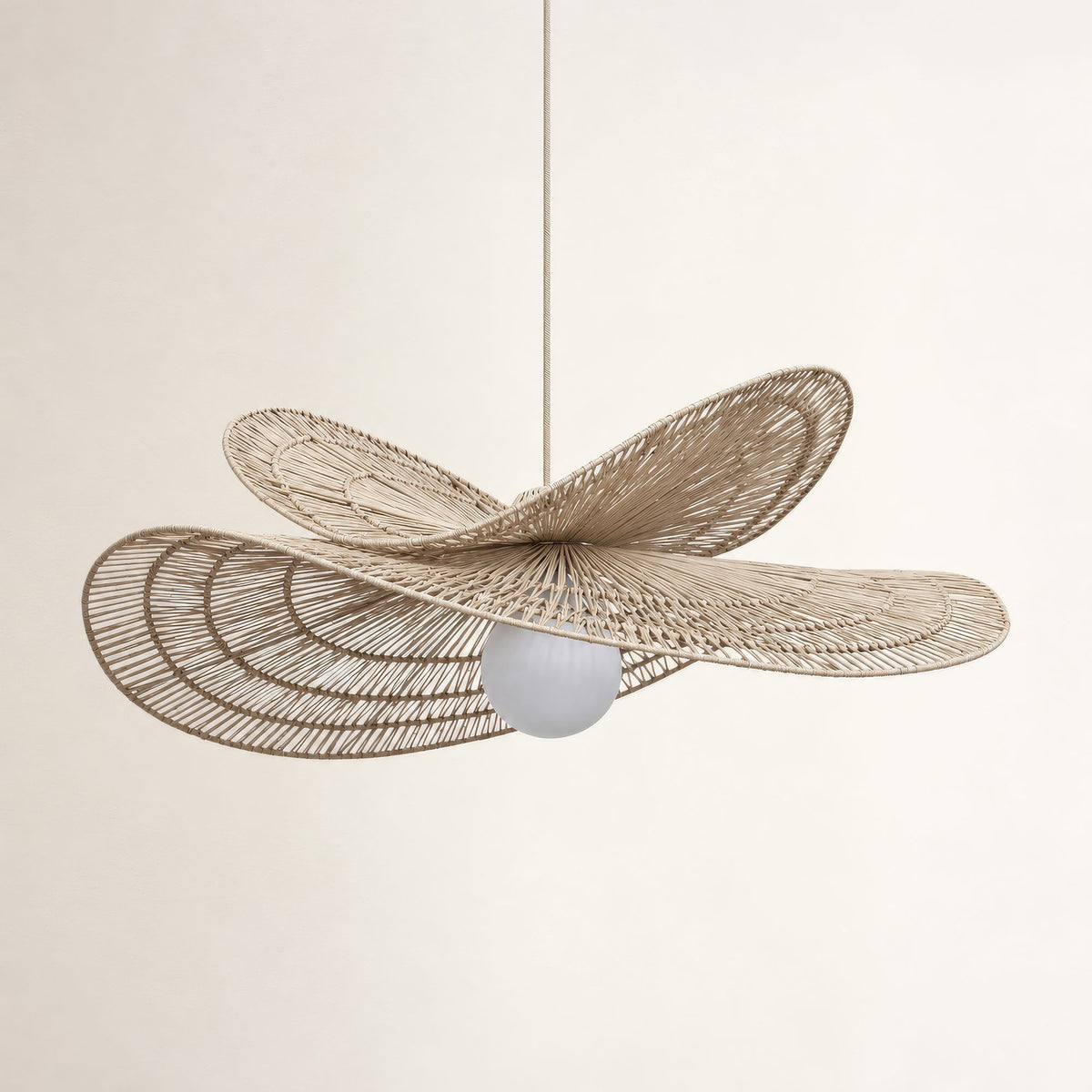 outdoor whisper leaf light brown rattan pendant light off