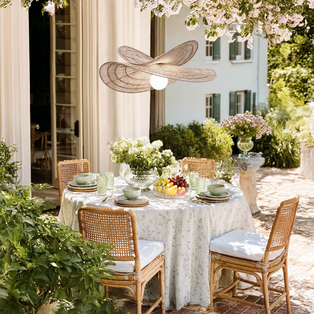 outdoor whisper leaf light brown rattan pendant light round dining