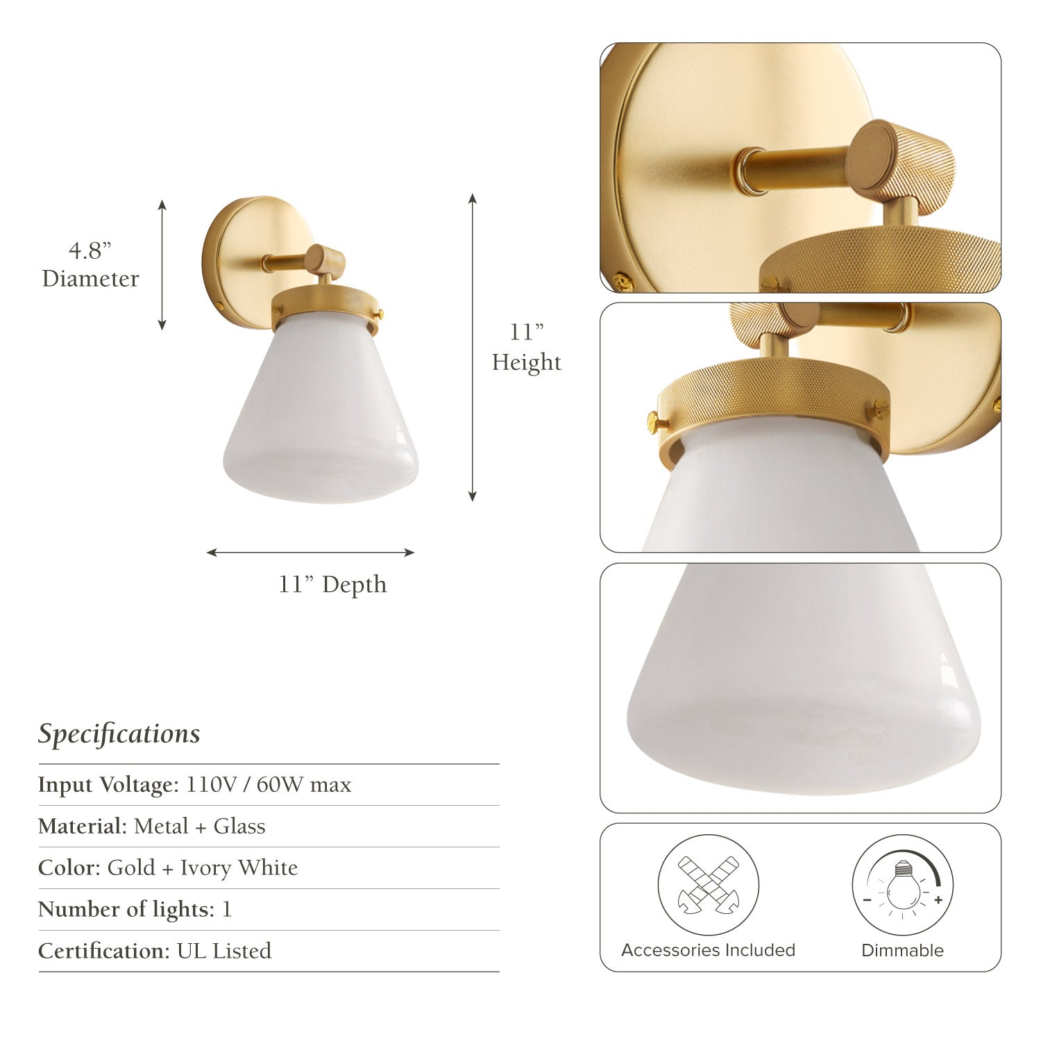 Plump Single-Arm Wall Sconce