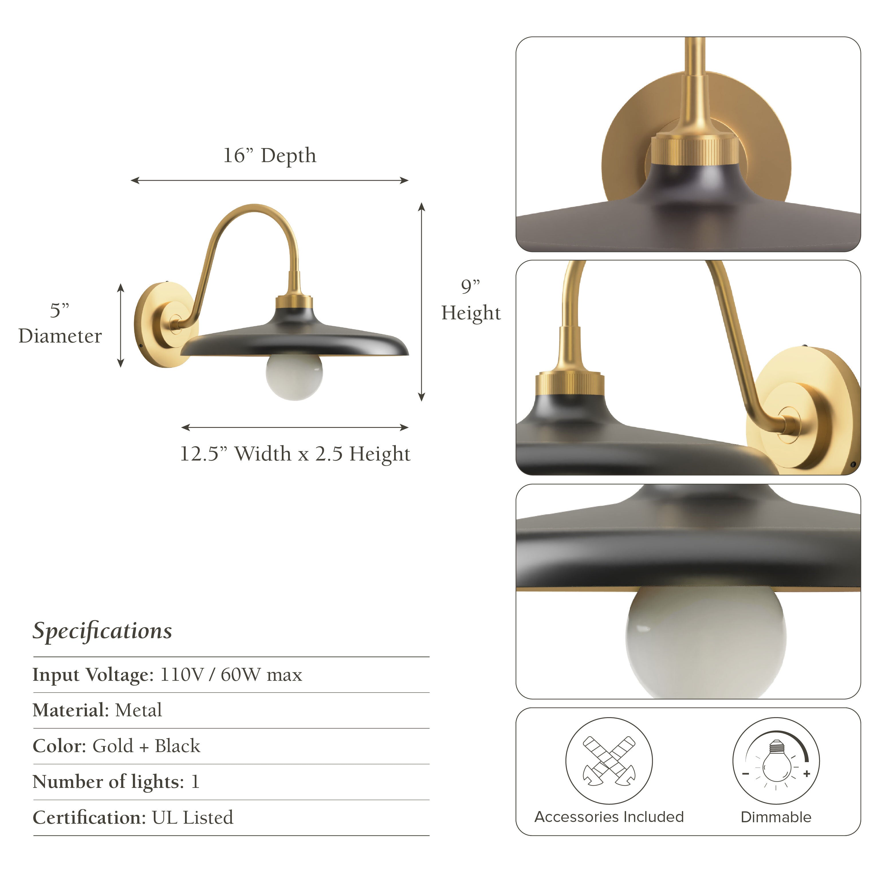 Rowabi Arcoris Metal Sconce