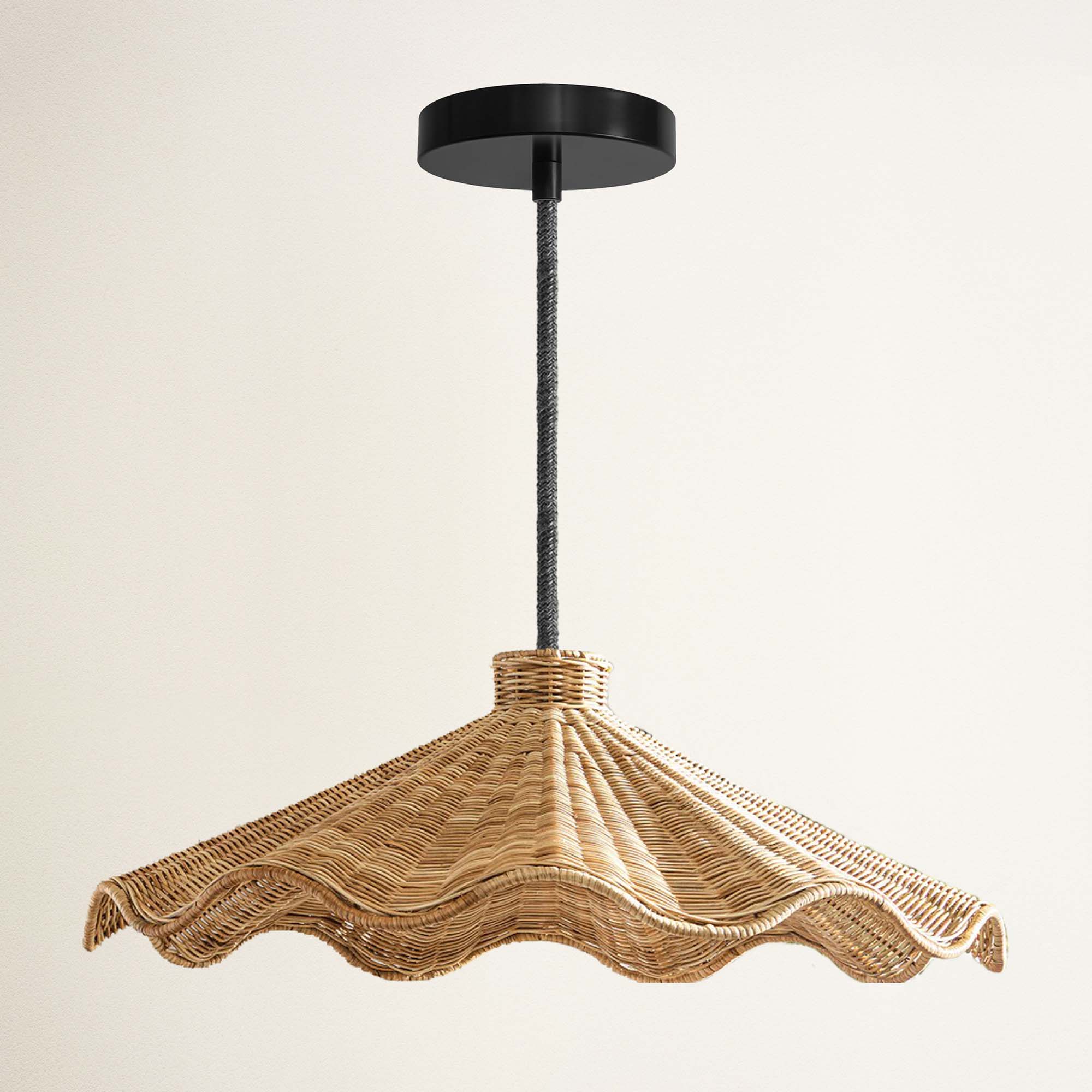 rowabi ariel hardwire black woven pendant light with black fixture