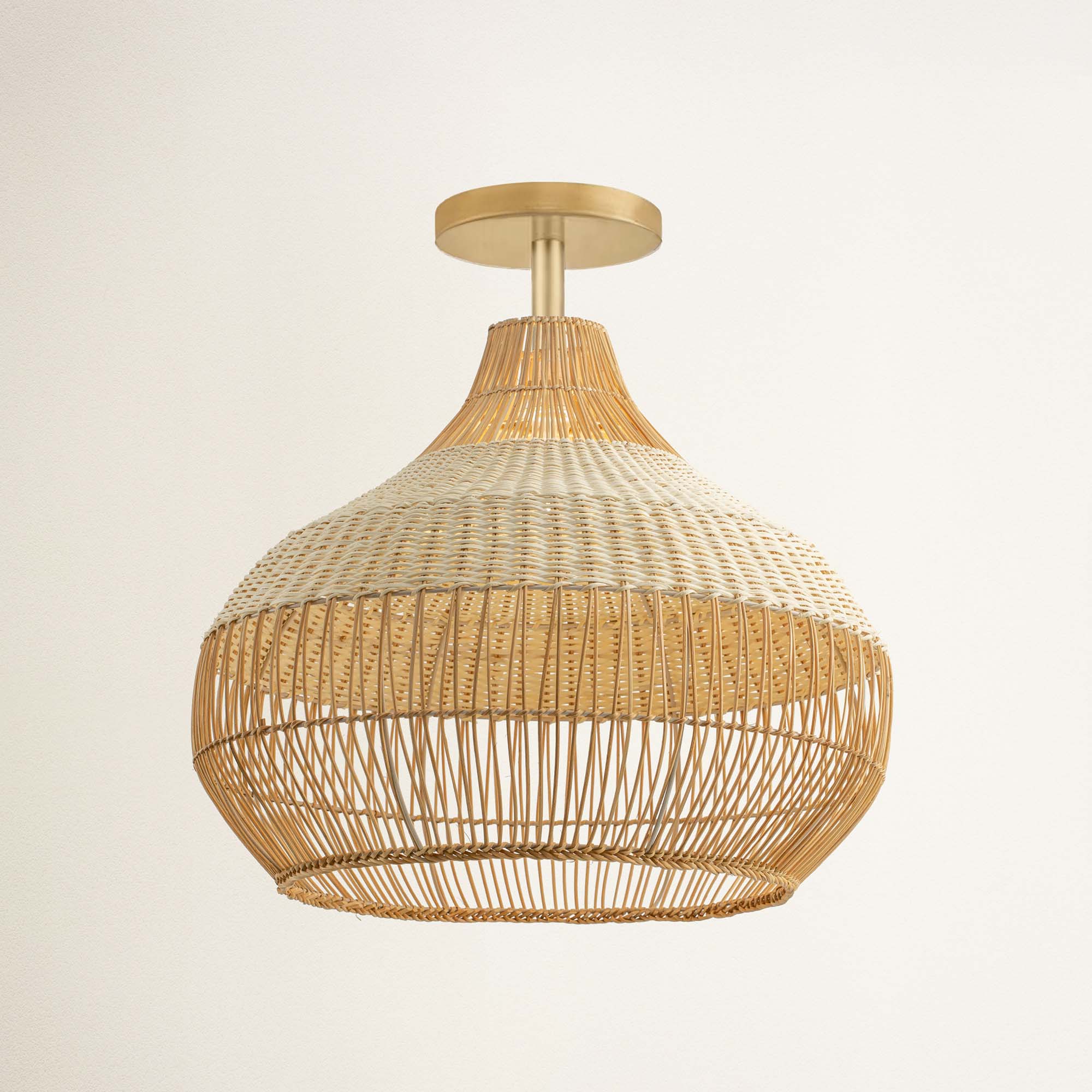 rowabi beatrice hardwire flush mount wicker pendant light fixture