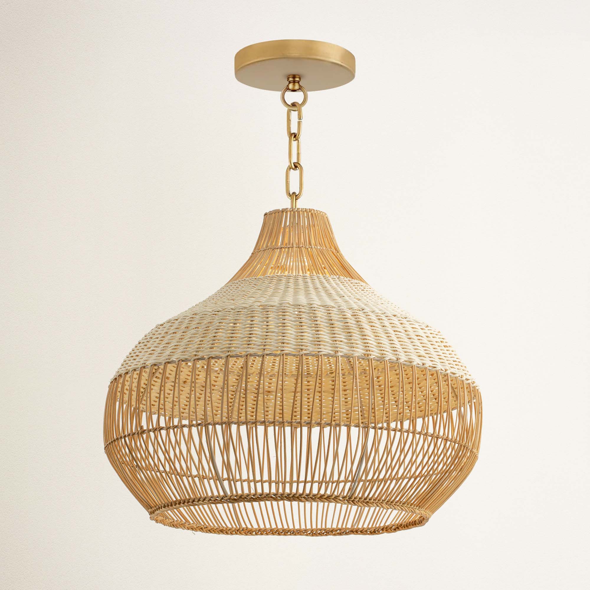 rowabi beatrice hardwire gold chain wicker pendant light
